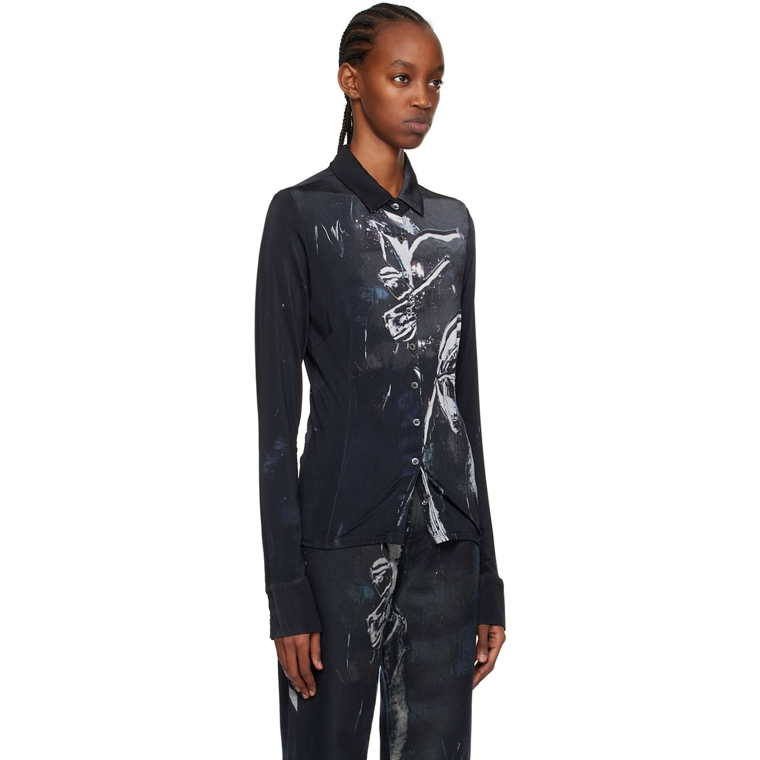  Louisa Ballou Black Button Up Shirt 