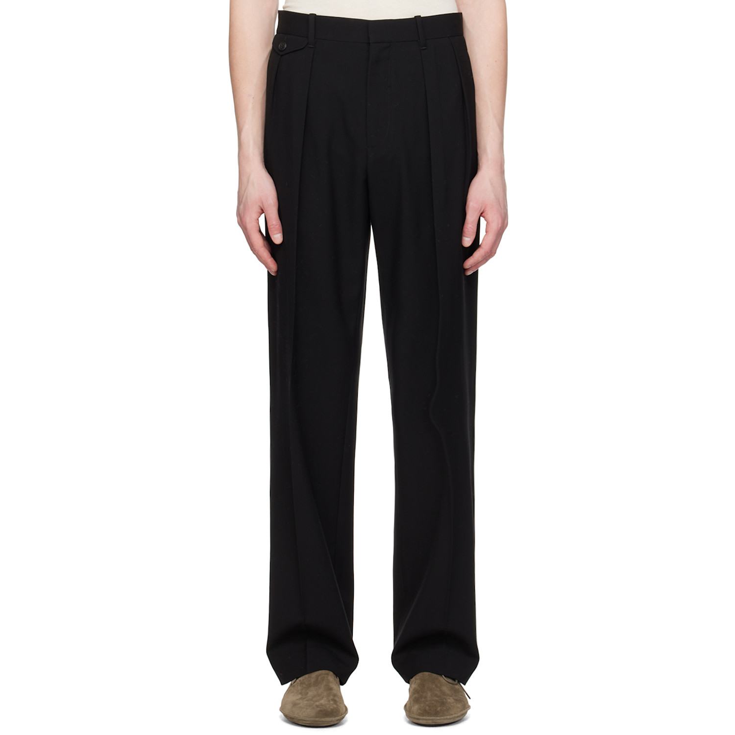 The Row Marcello Straight-Leg Pleated Wool-Gabardine Trousers 