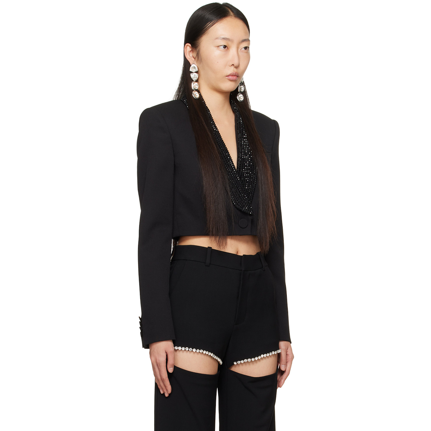  Area Black Crystal-cut Blazer 