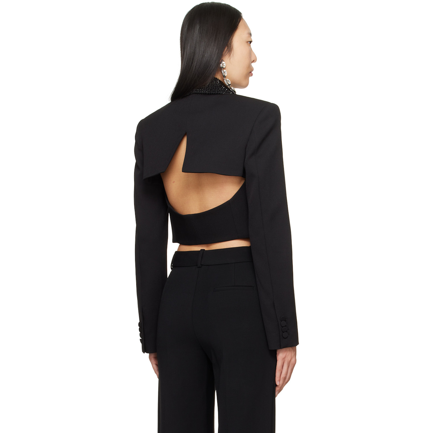  Area Black Crystal-cut Blazer 