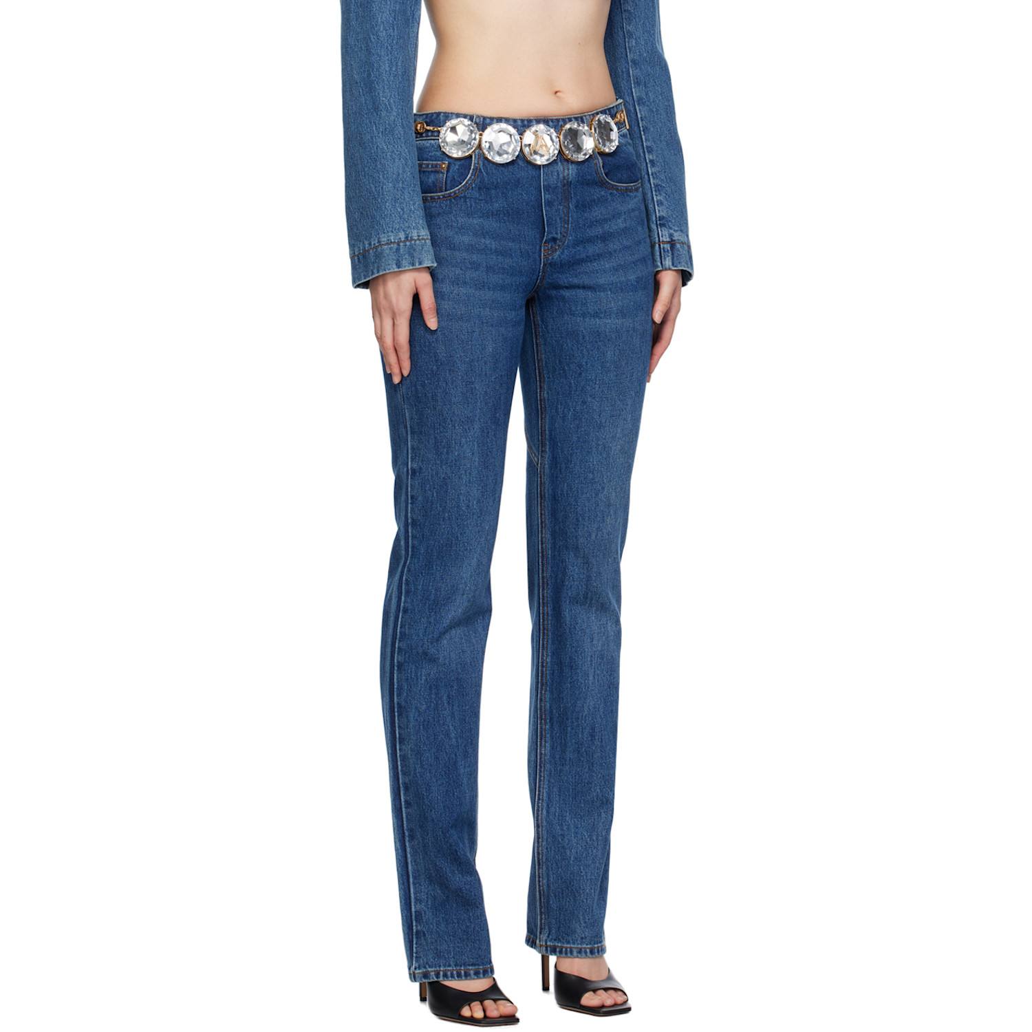  Area Blue Jumbo Crystal Jeans 