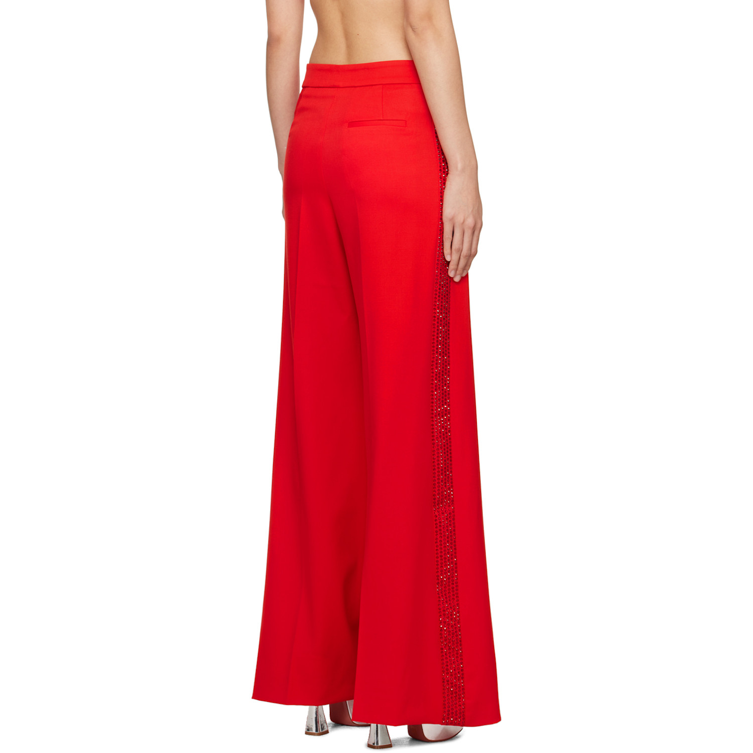  Area Red Crystal-cut Trousers 