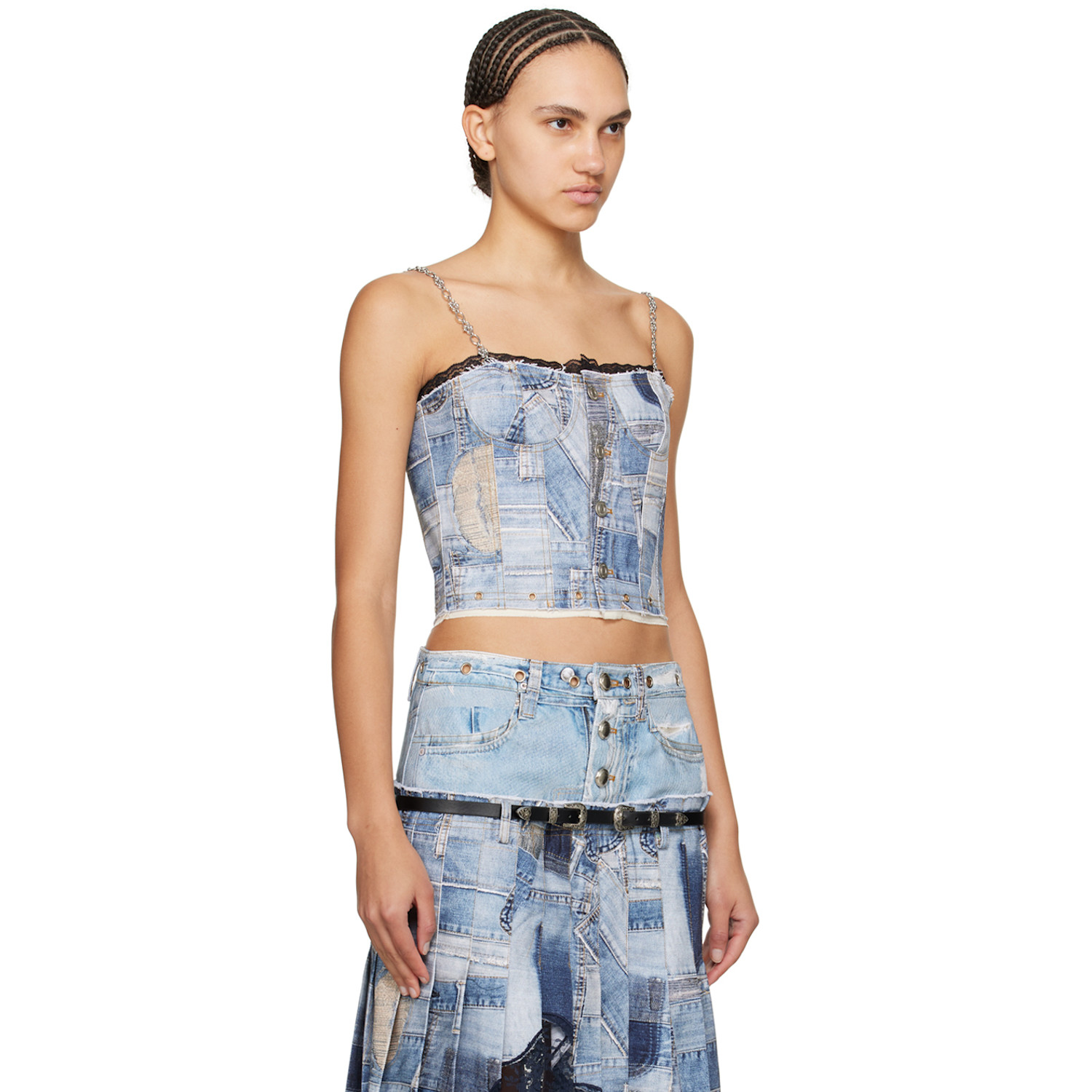  Andersson Bell Blue Trompe L'œil Denim Tank Top 