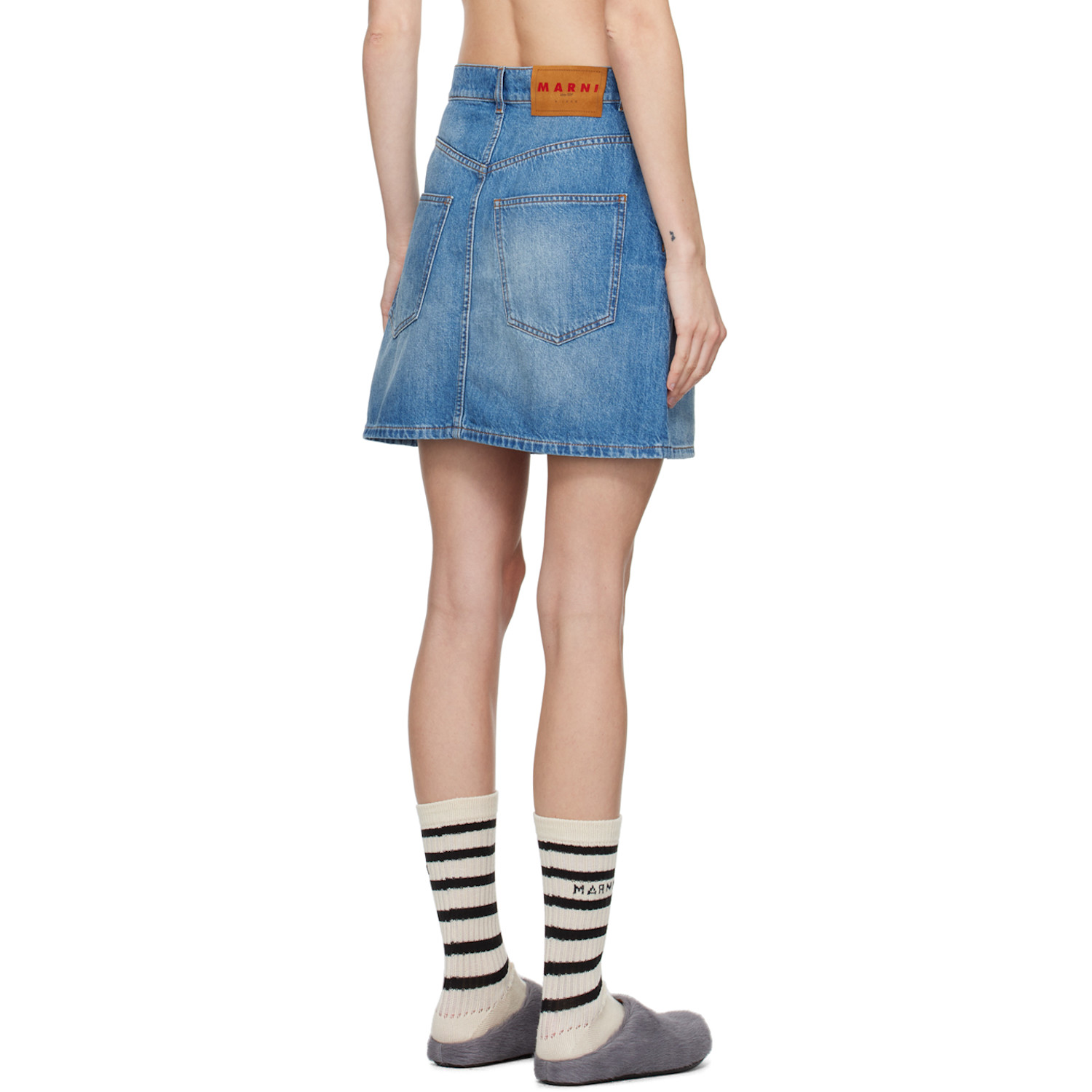  Marni Blue Paneled Denim Miniskirt 
