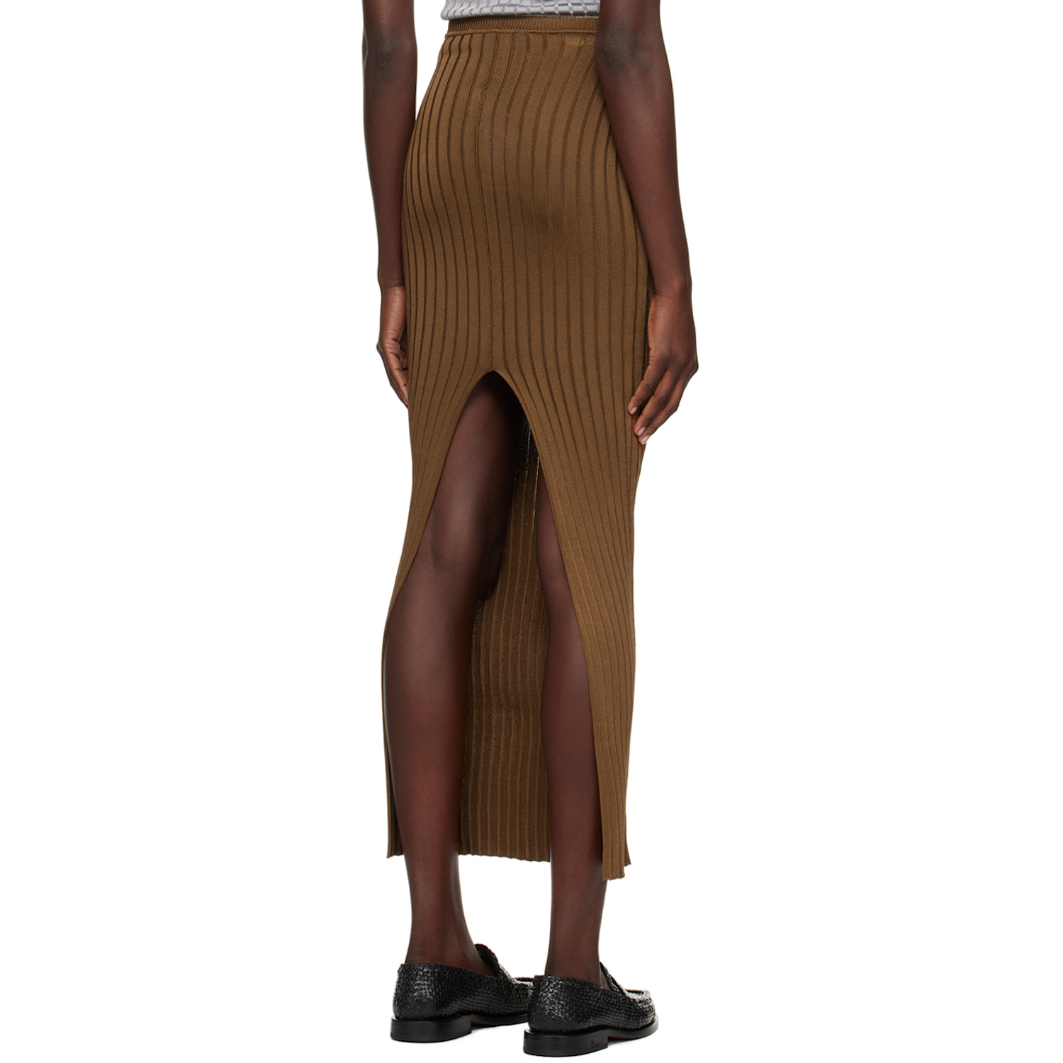  Marni Brown Ribbed Maxi Skirt 