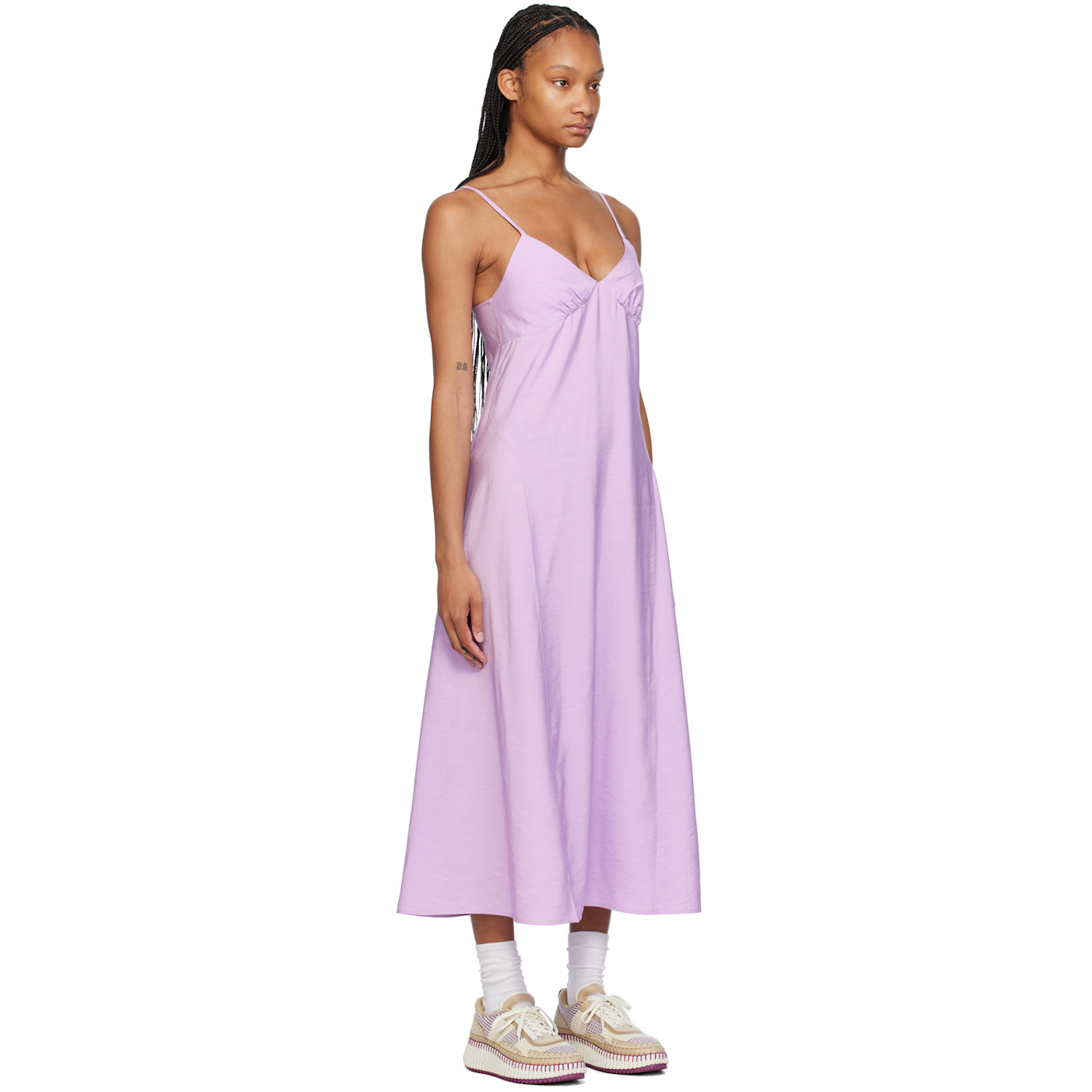  Maison Kitsuné Purple Strap Maxi Dress 