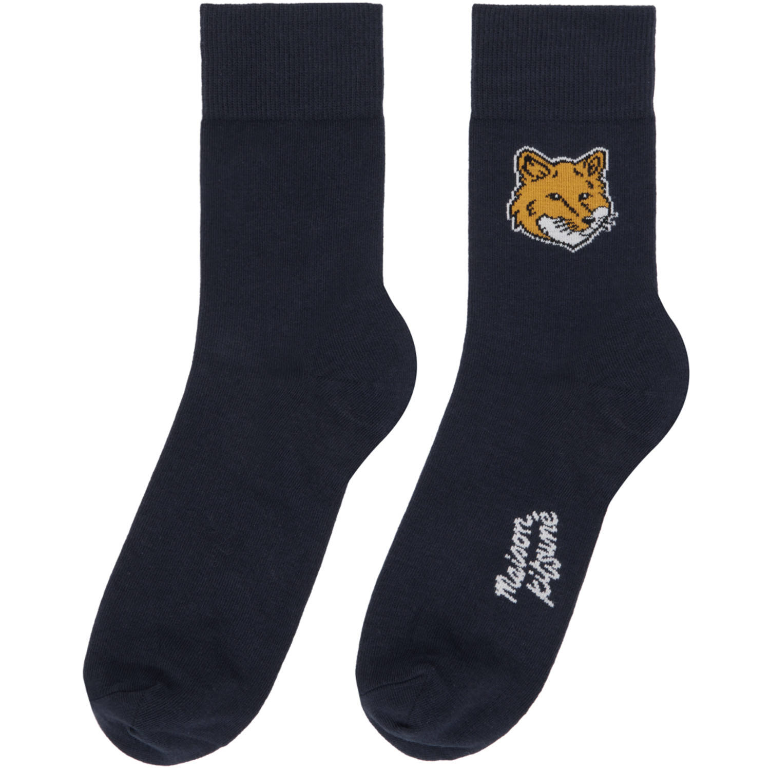  Maison Kitsuné Navy Fox Head Socks 