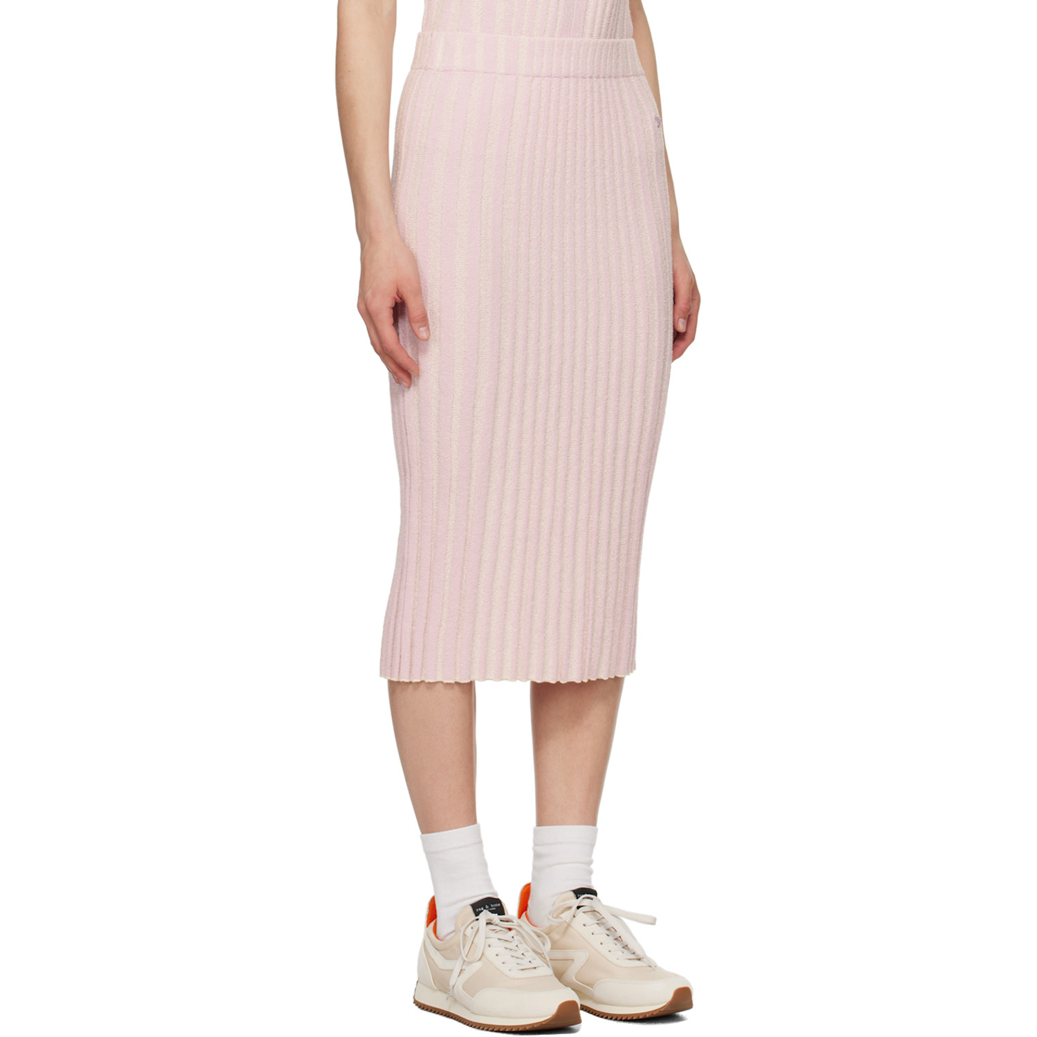  Maison Kitsuné Pink Baby Fox Midi Skirt 