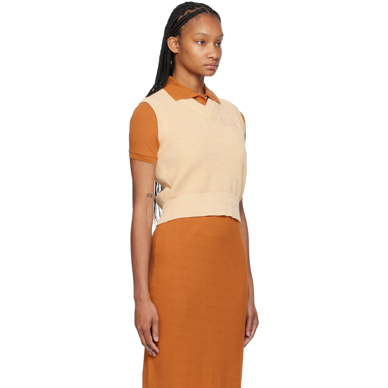  Maison Kitsuné Yellow Handwriting Vest 
