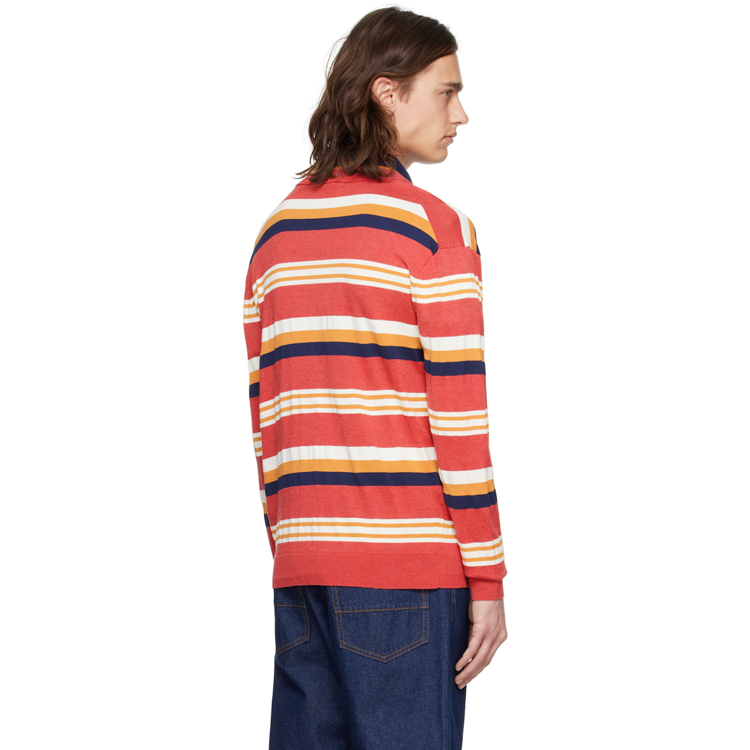  Maison Kitsuné Red Striped Cardigan 