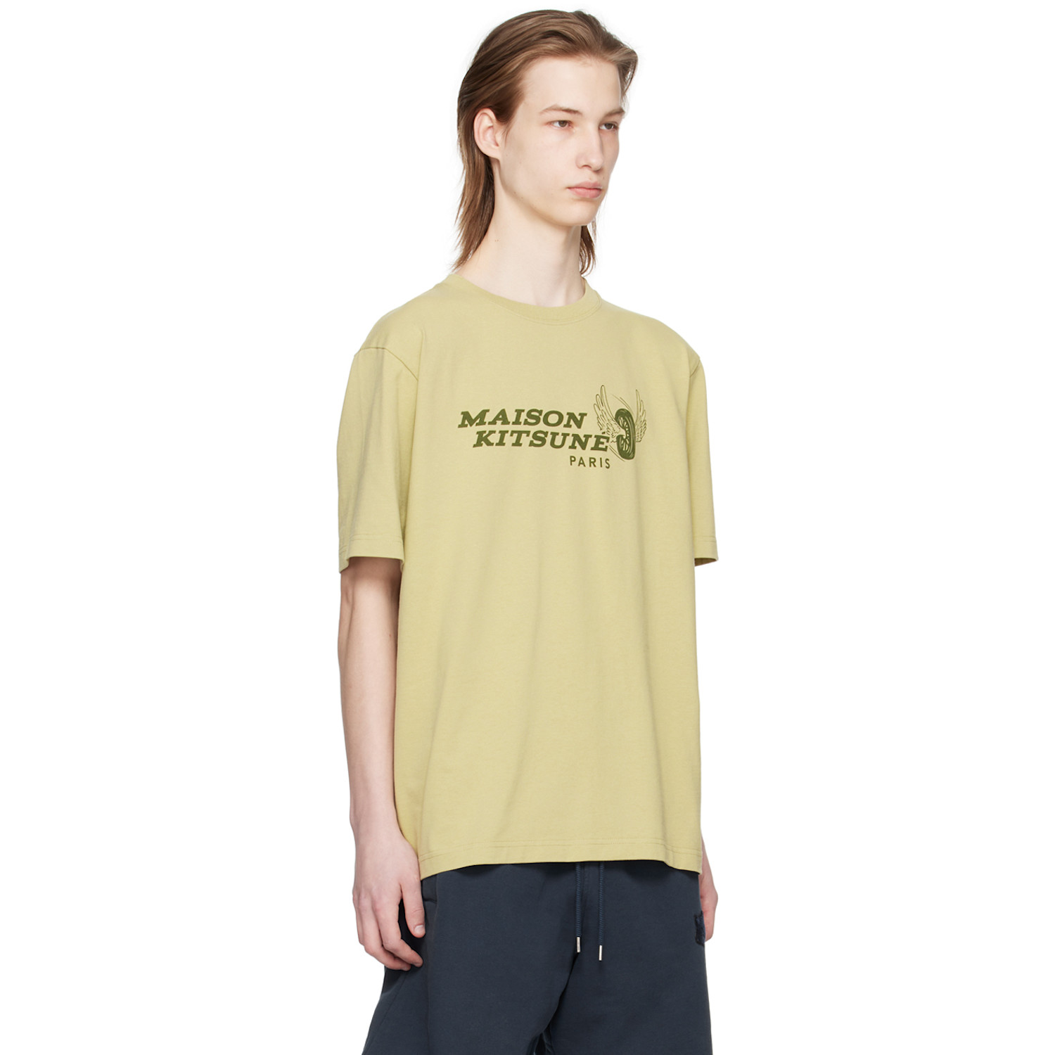  Maison Kitsuné Khaki Racing Wheels T-shirt 