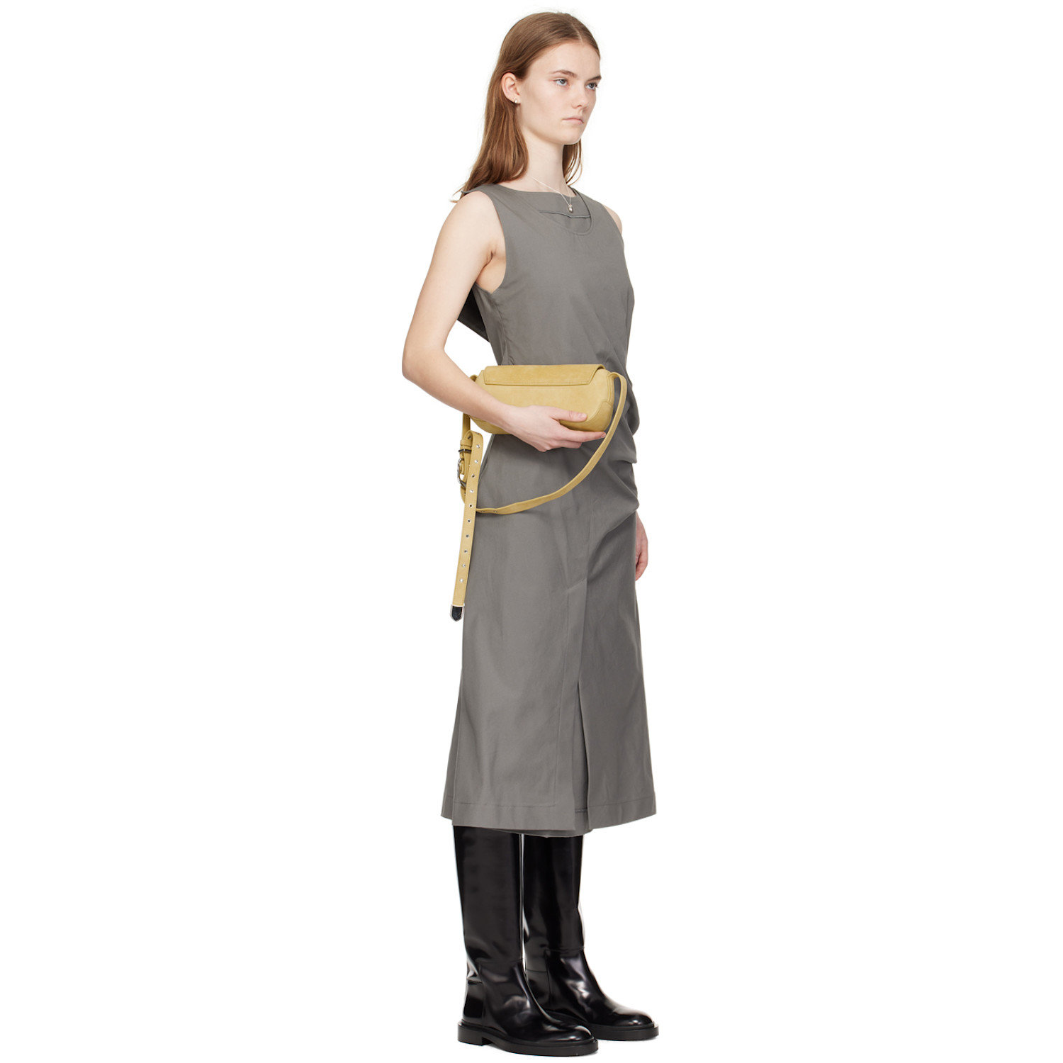  Commission Gray Double Crewneck Midi Dress 
