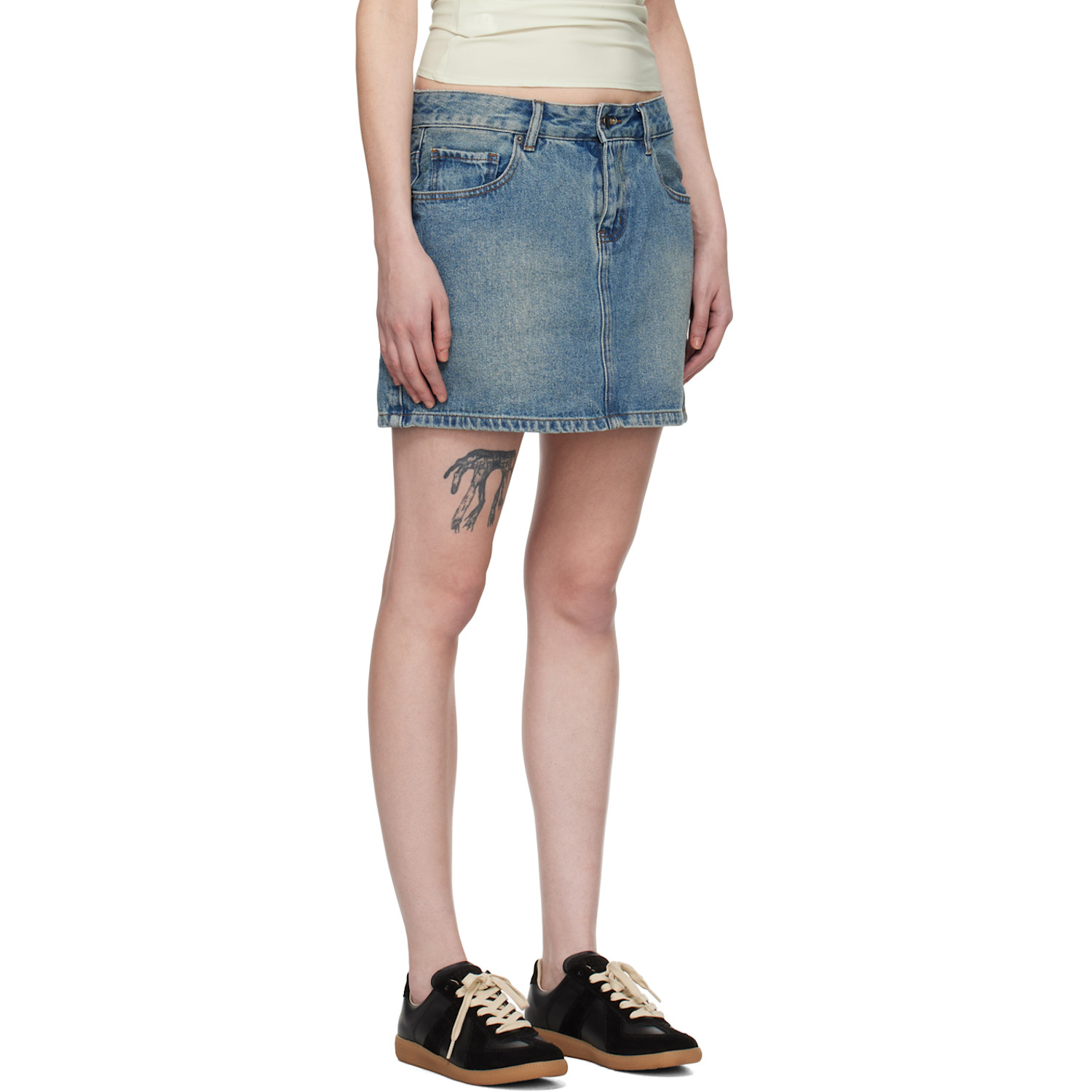  Wynn Hamlyn Indigo Washed Denim Miniskirt 