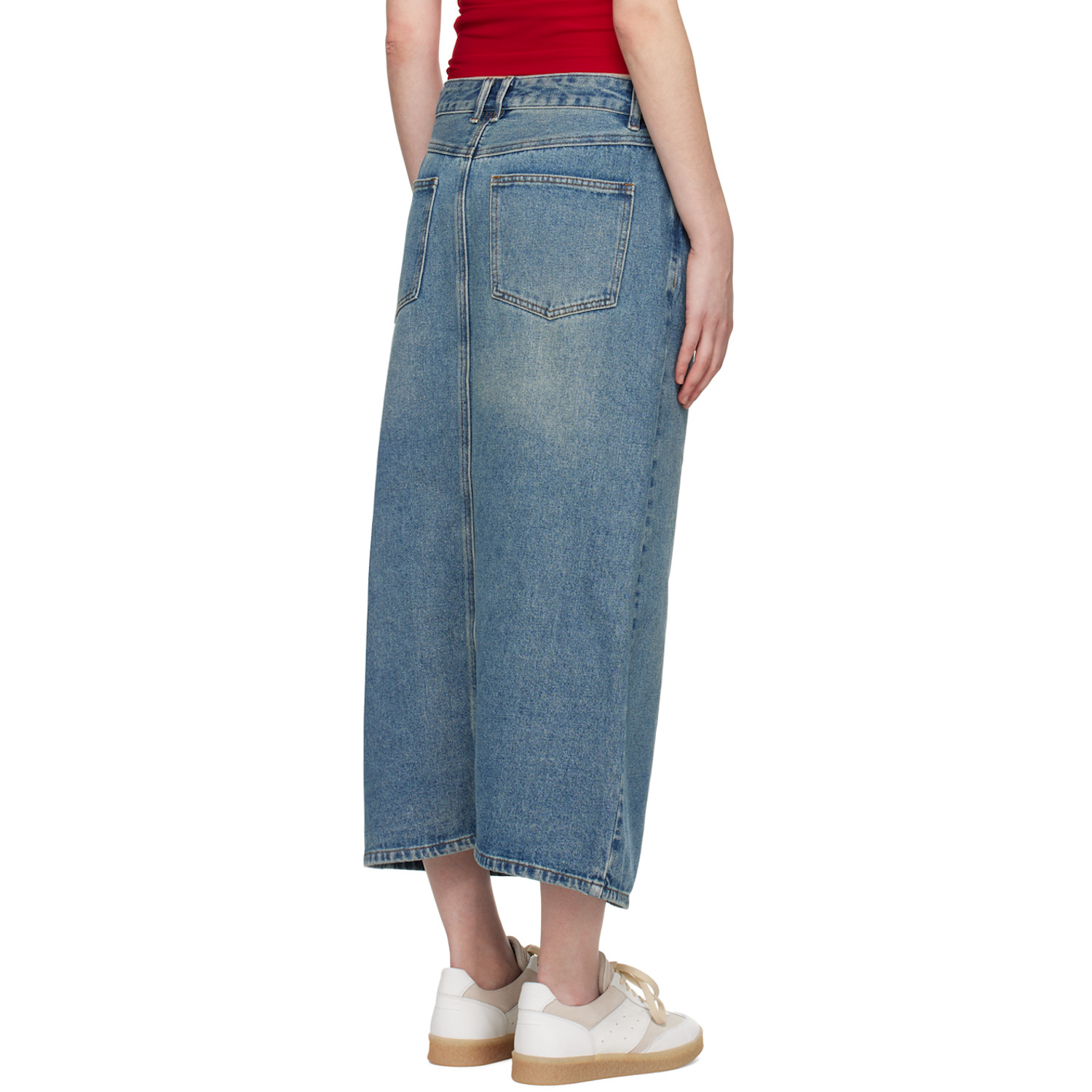  Wynn Hamlyn Indigo Washed Denim Maxi Skirt 