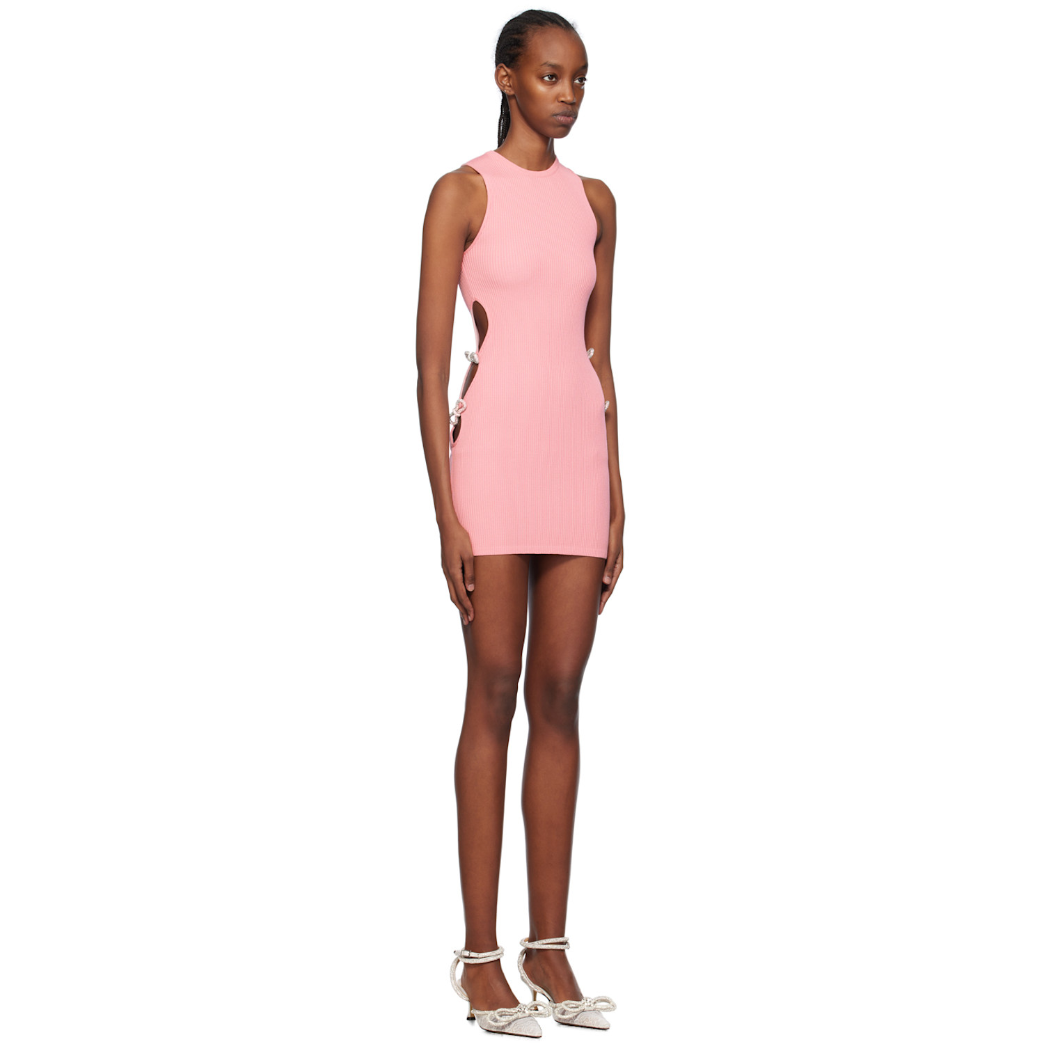  Mach & Mach Pink Crystal-cut Minidress 