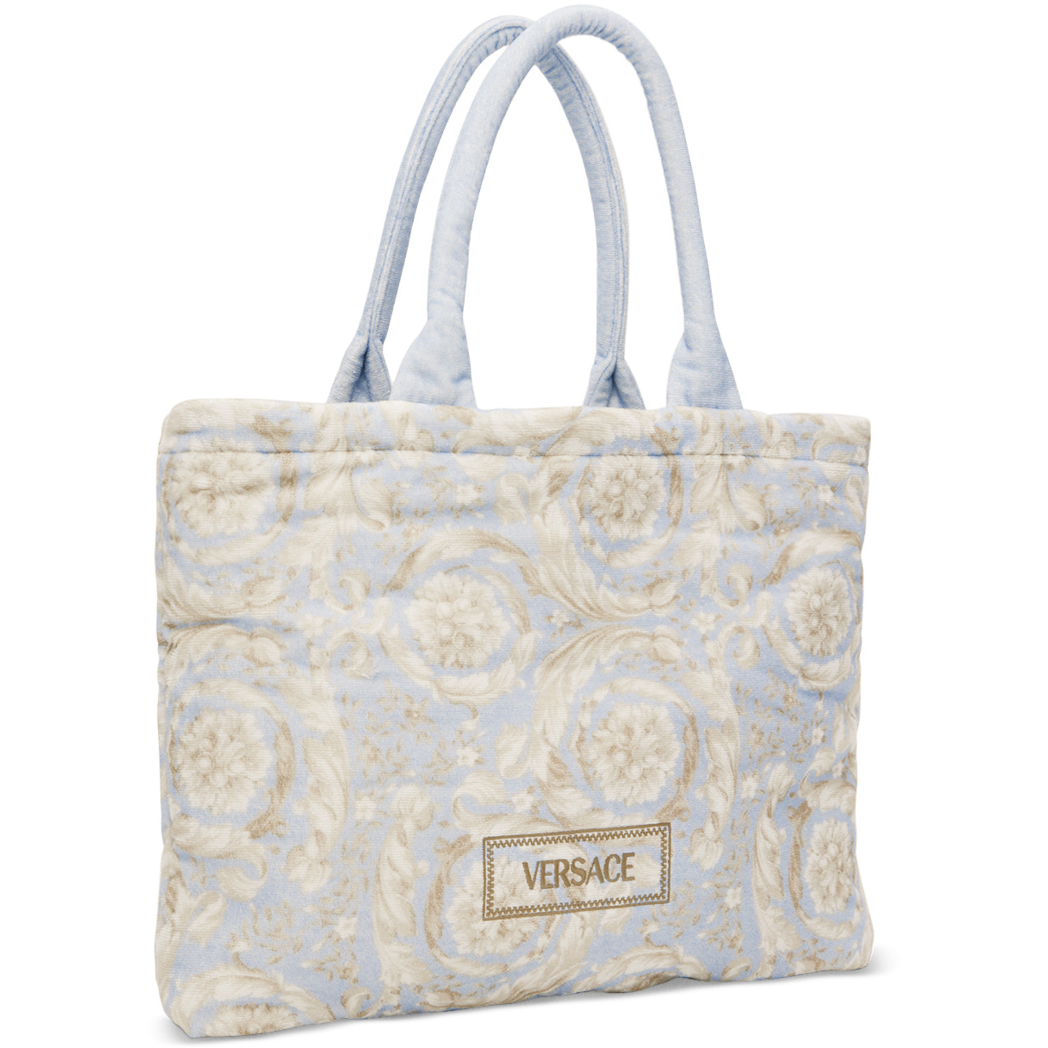  Versace Blue Barocco Towel Tote 