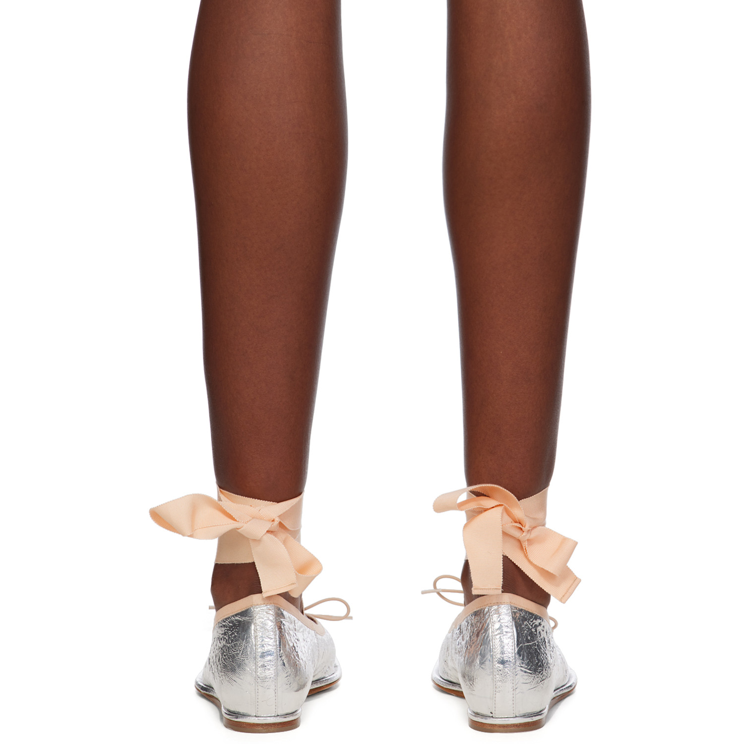  Simone Rocha Silver Heart Toe Ribbon Bow Ballerina Flats 