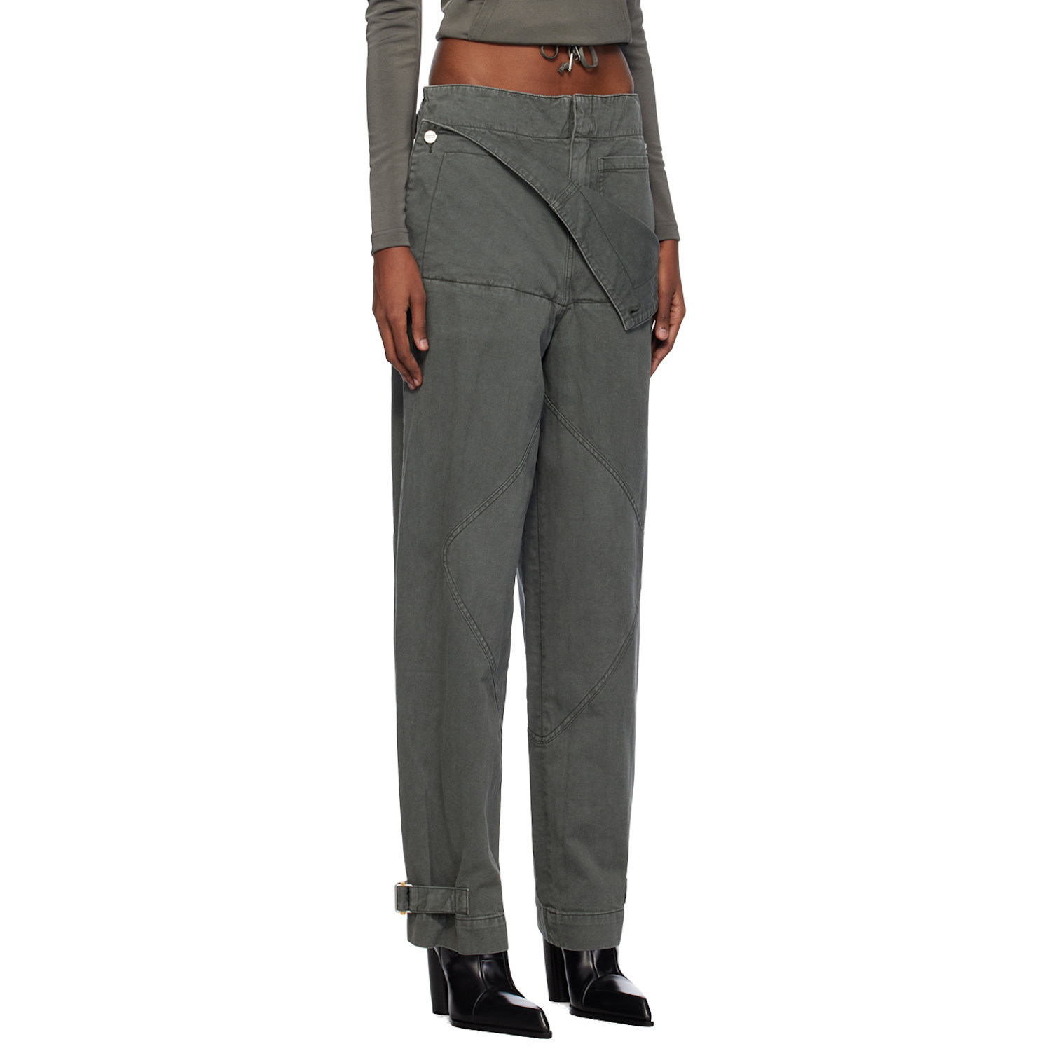  Dion Lee Gray Belted Shell Trousers 