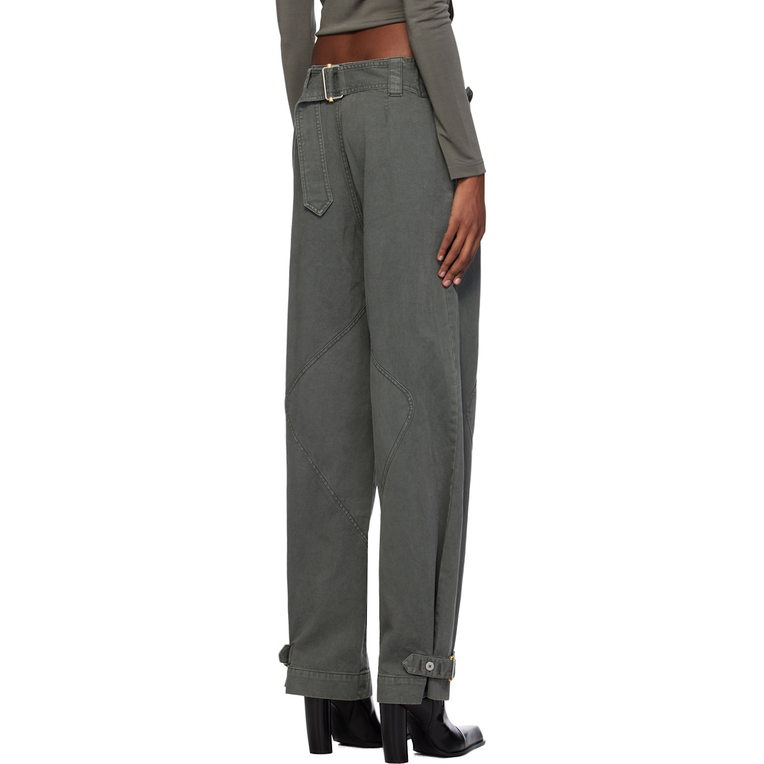  Dion Lee Gray Belted Shell Trousers 