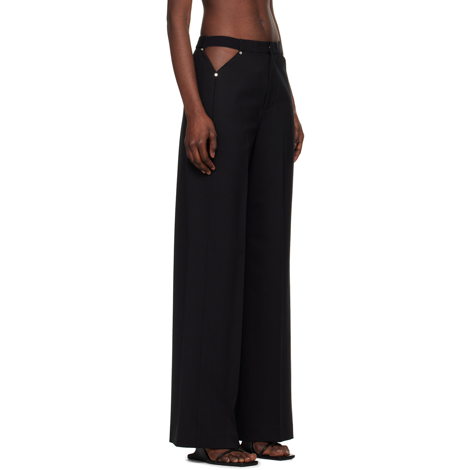  Dion Lee Black Pierced Stud Trousers 