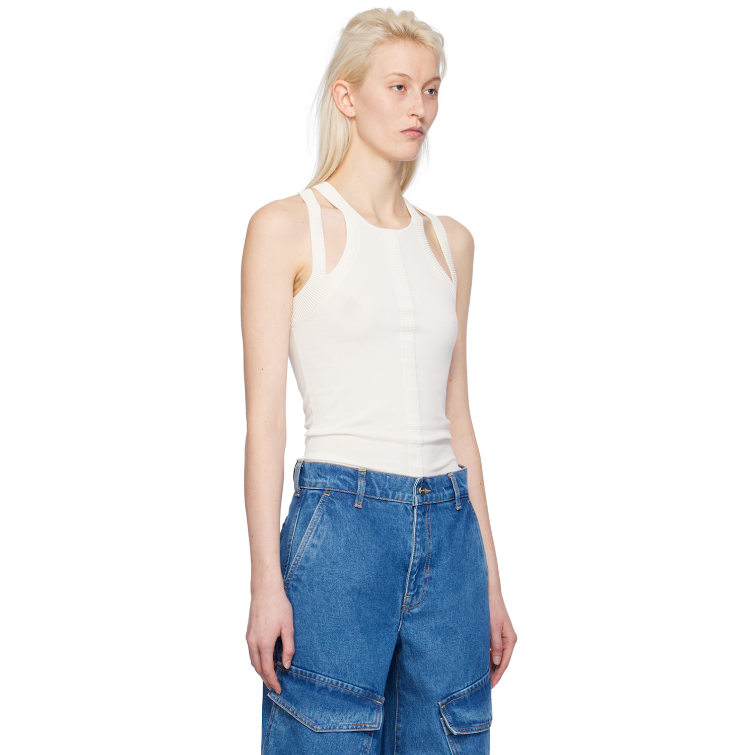  Dion Lee White Sculpt Muscle Tank Top 