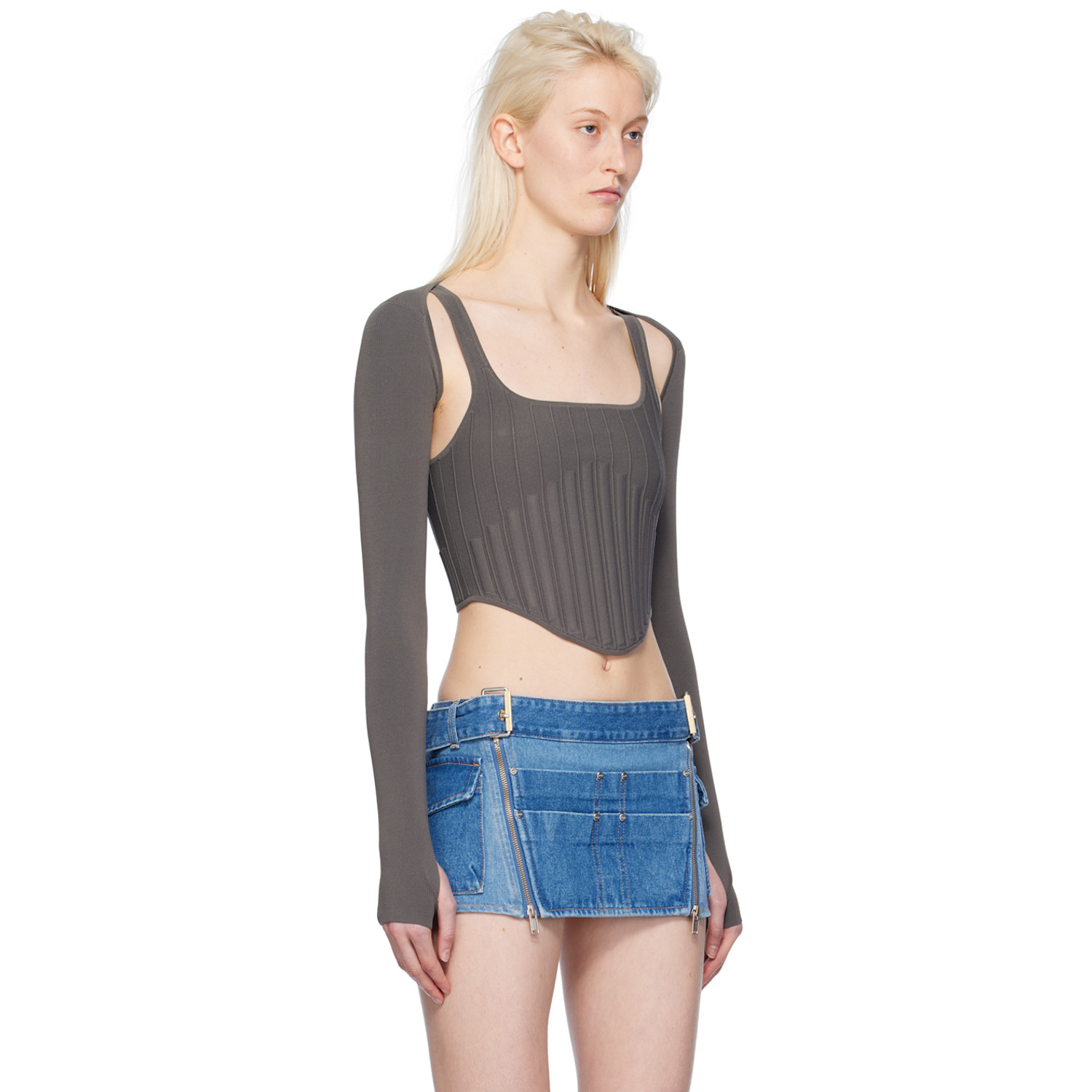  Dion Lee Khaki Ventral Compact Corset Top 