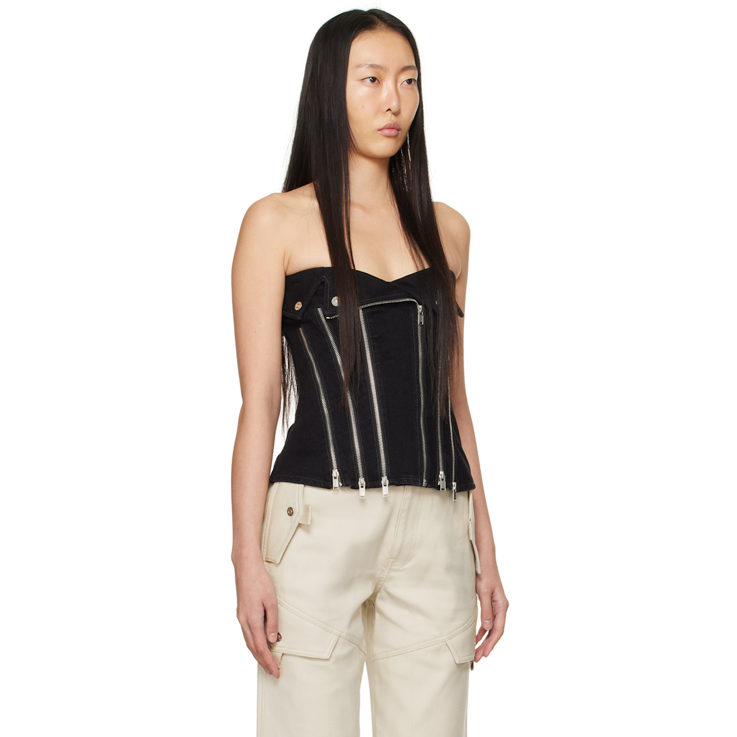  Dion Lee Black Biker Denim Camisole 