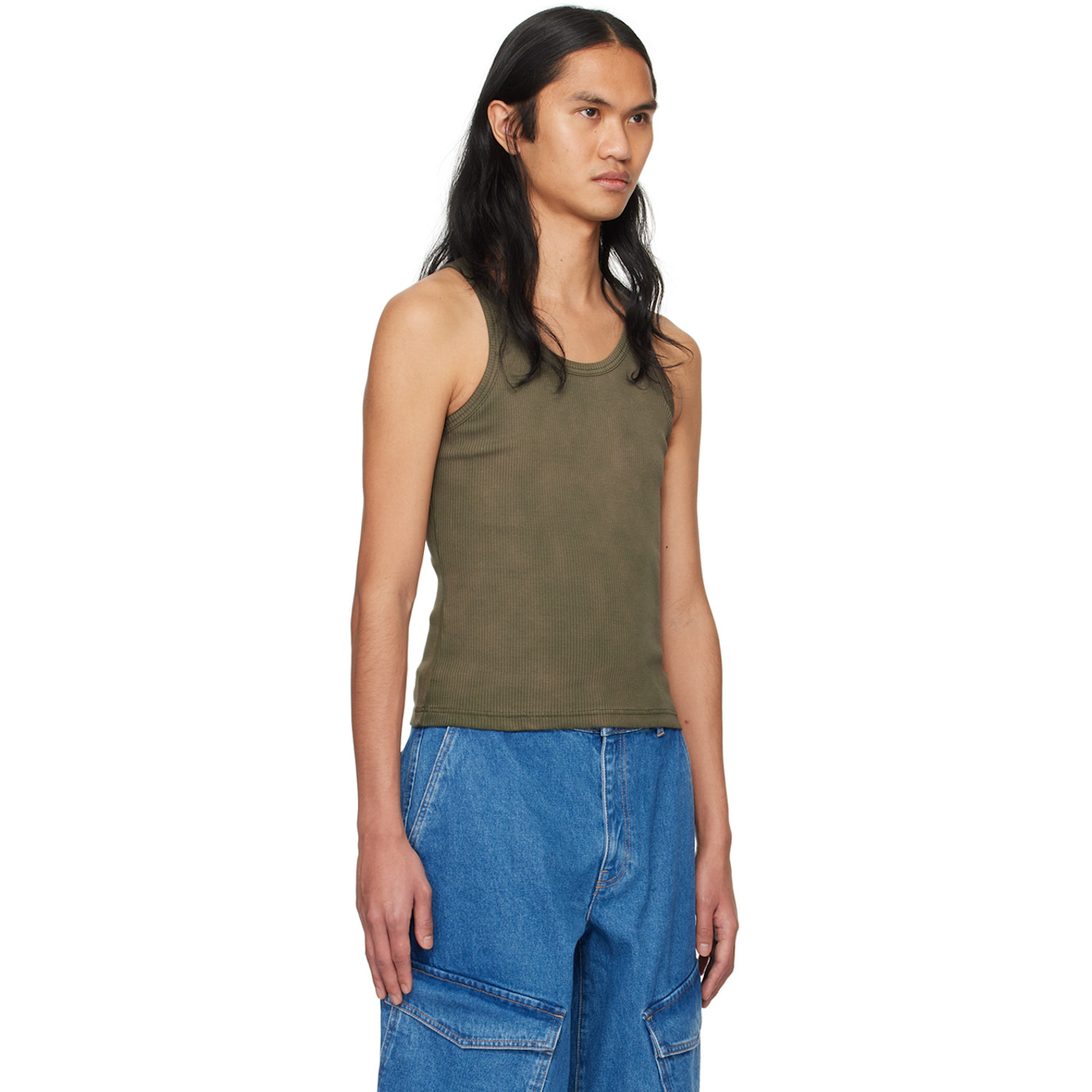  Dion Lee Khaki Sprayed Rivet Tank Top 