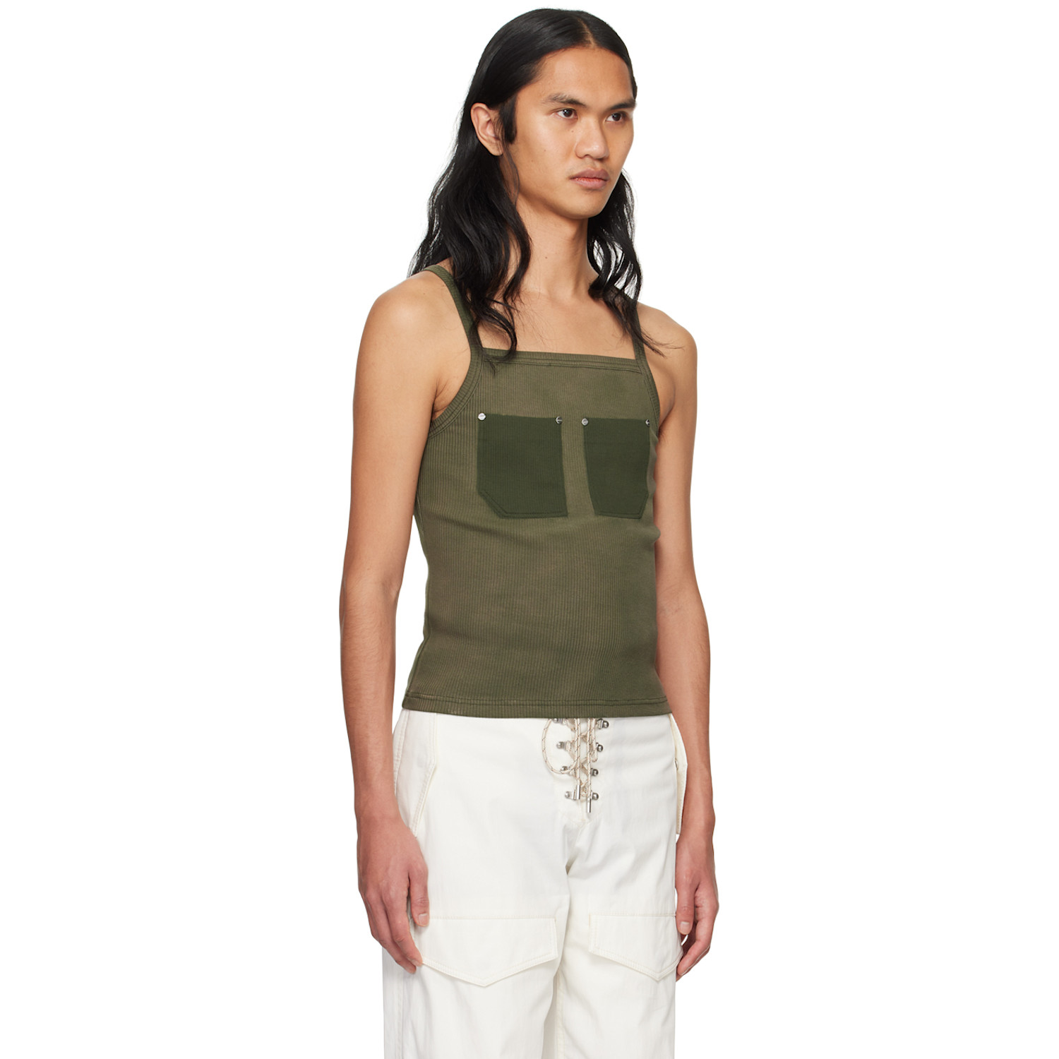  Dion Lee Khaki Rivet Pocket Tank Top 
