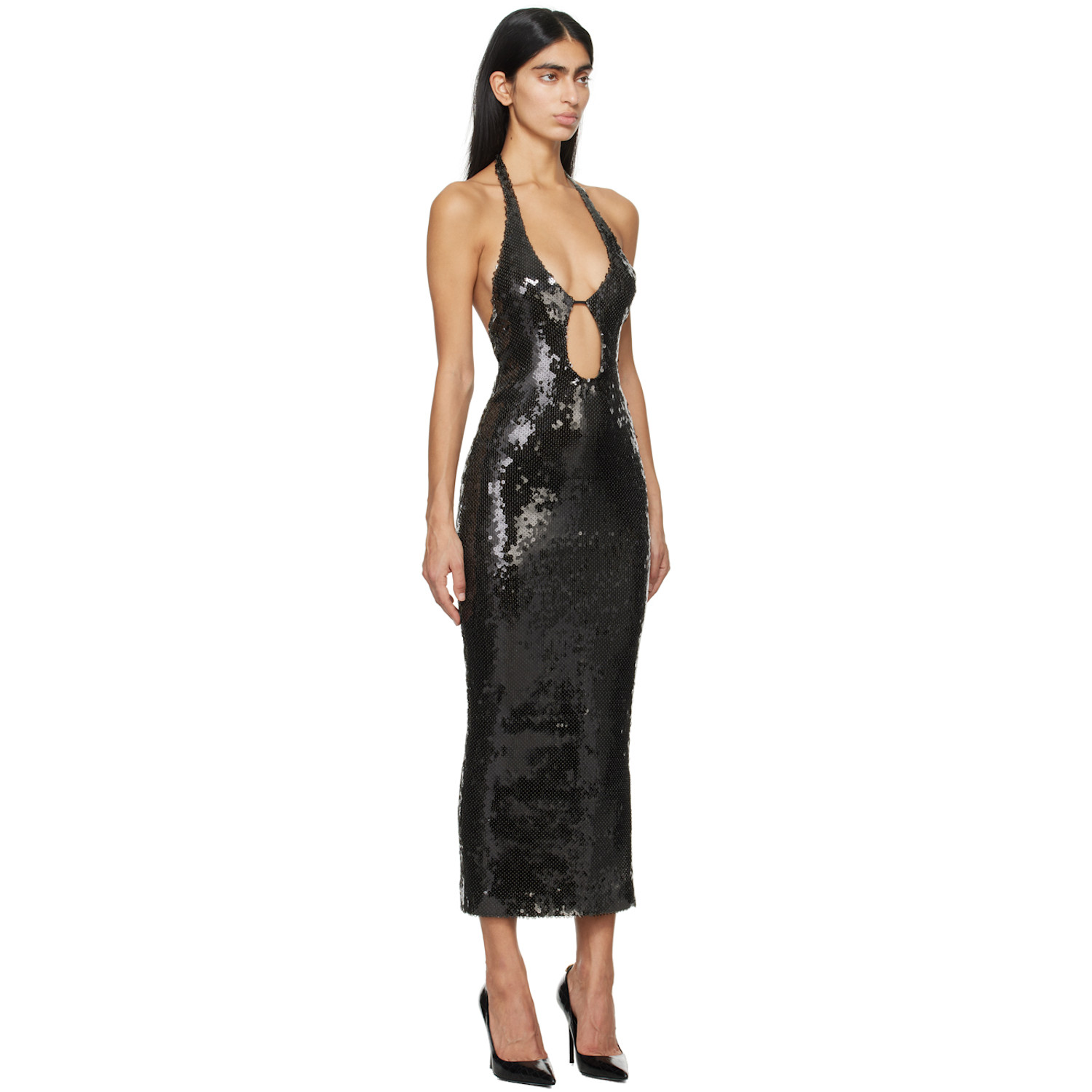  16arlington Black Sola Midi Dress 