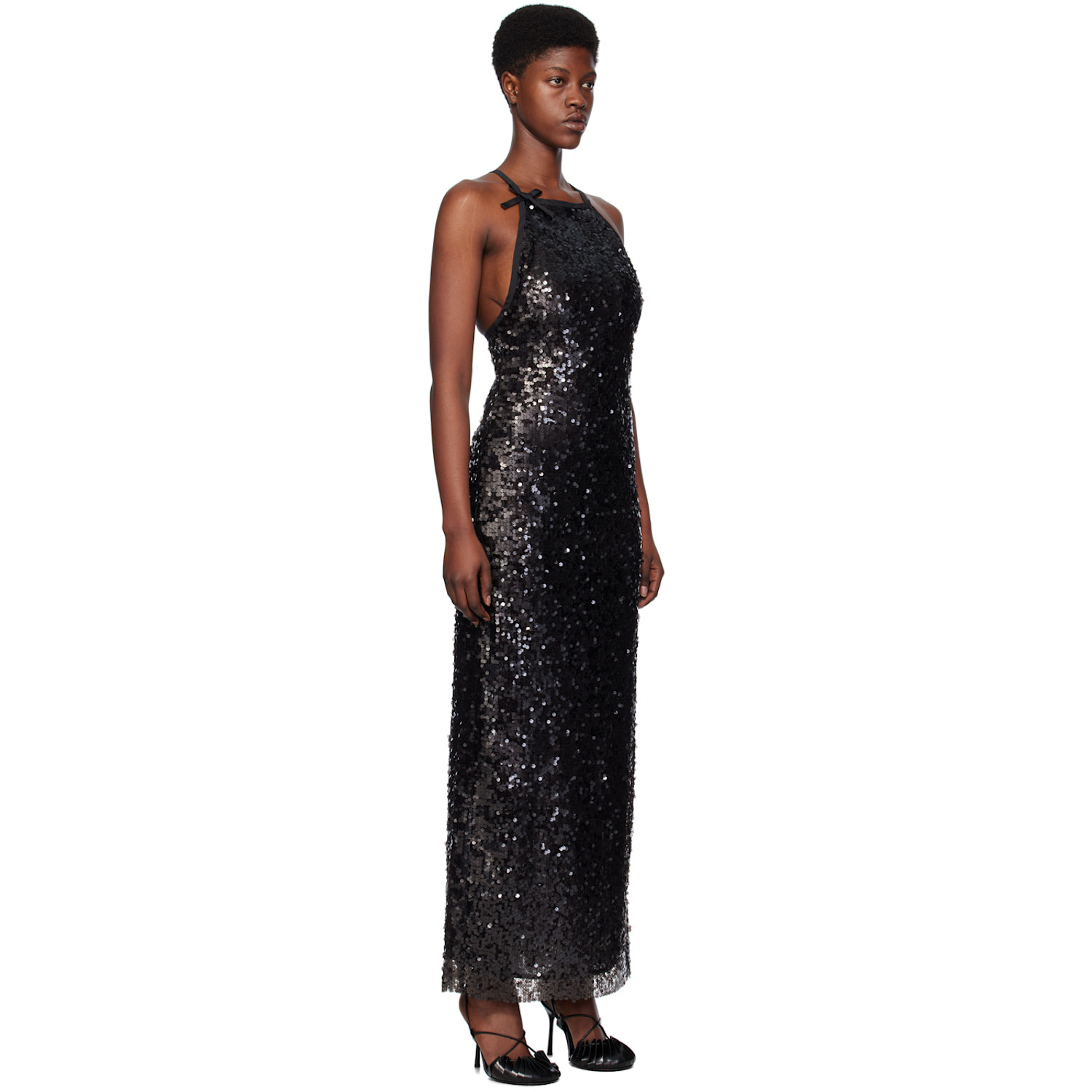  Msgm Black Sequin Maxi Dress 