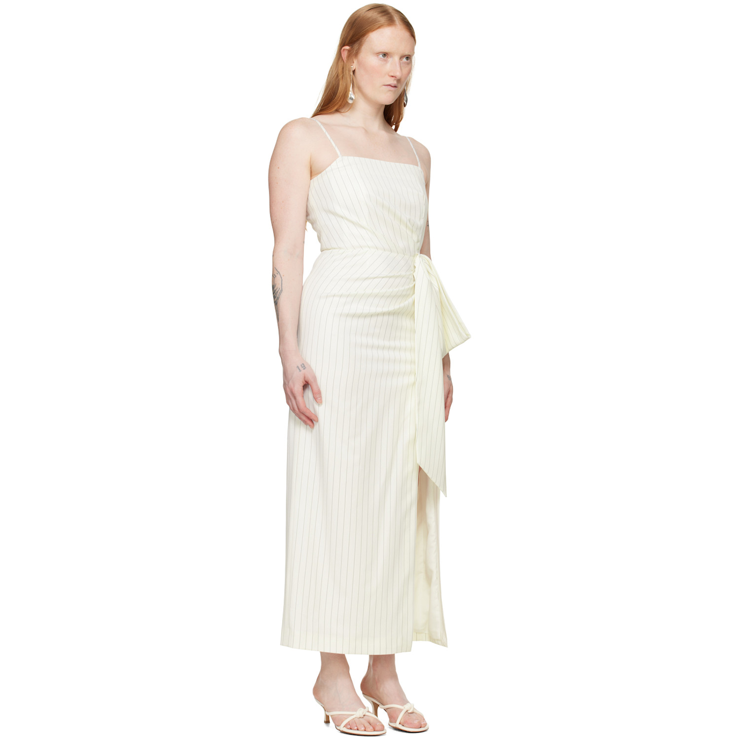  Msgm Off-white Pinstripe Maxi Dress 