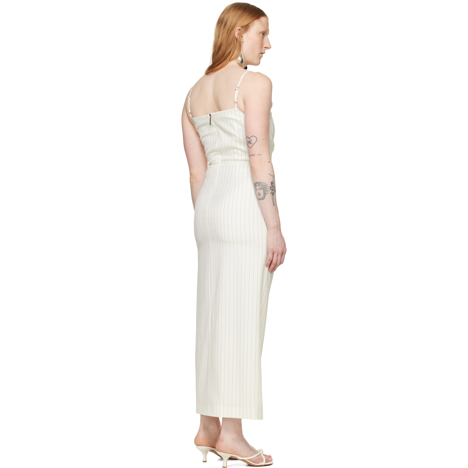  Msgm Off-white Pinstripe Maxi Dress 