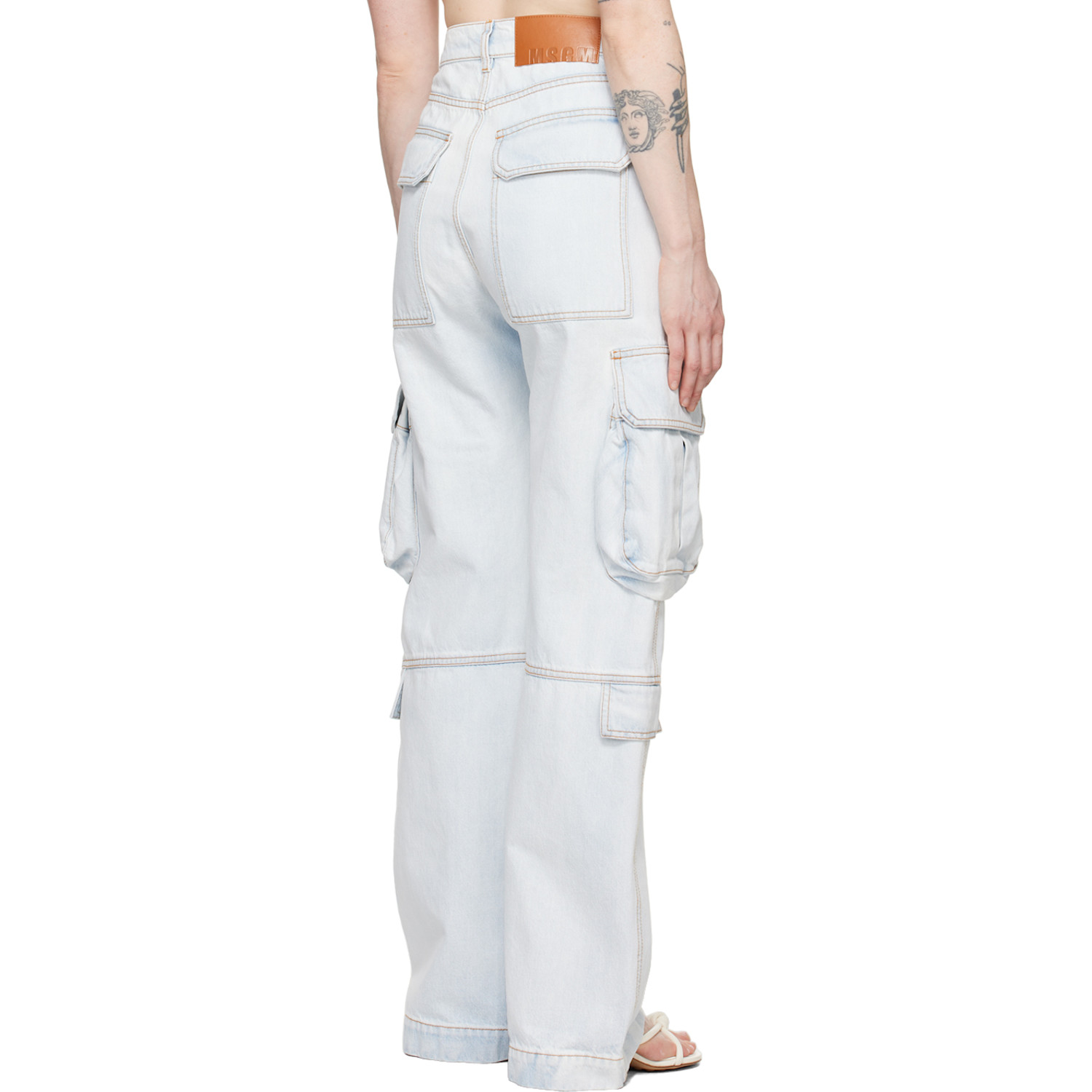  Msgm Blue Oversized Denim Cargo Pants 