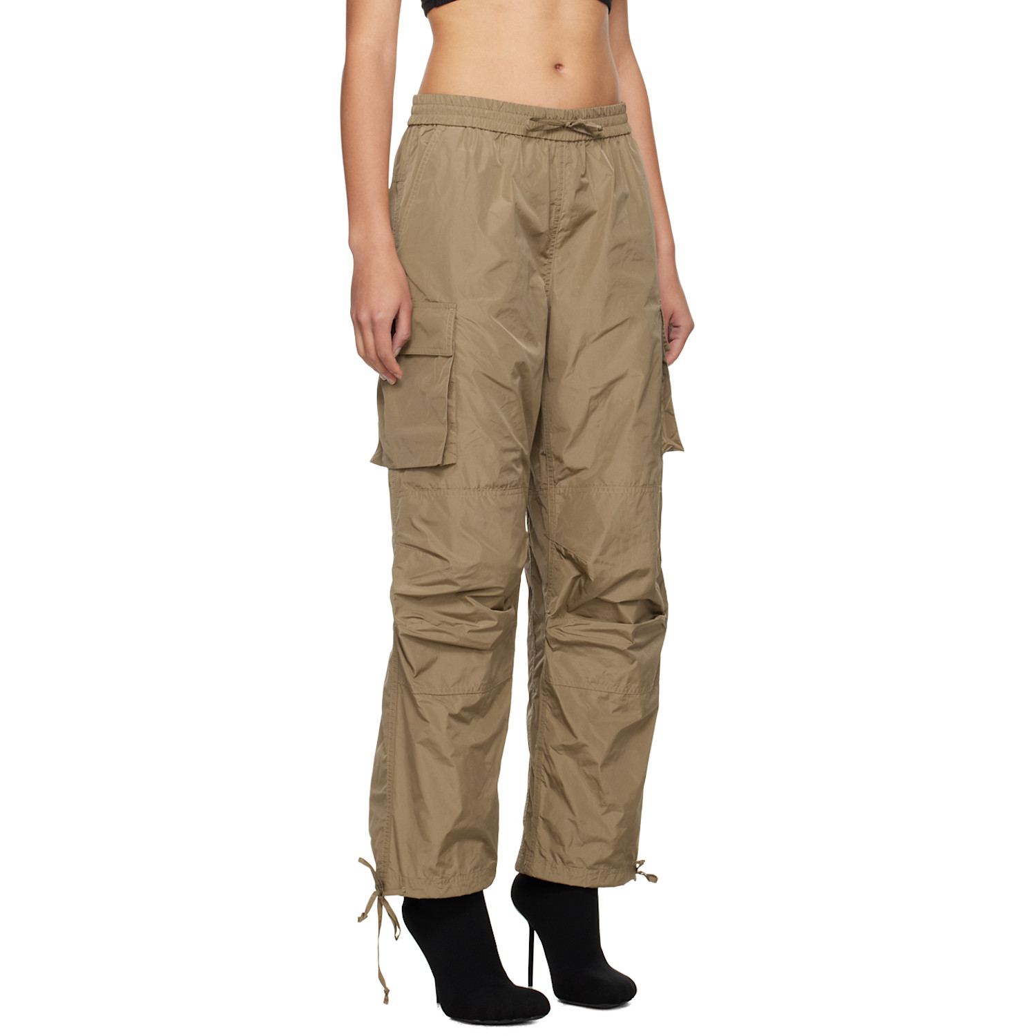  Msgm Khaki Drawstring Cargo Pants 
