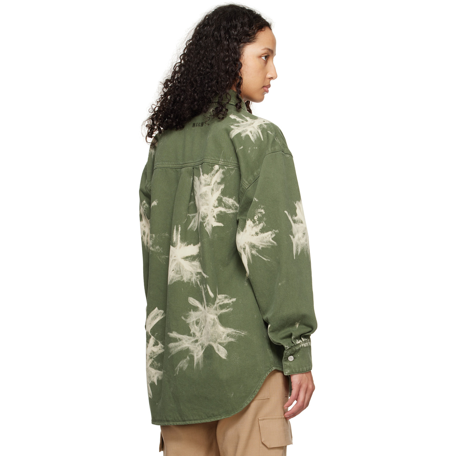  Msgm Green Bleach Denim Shirt 
