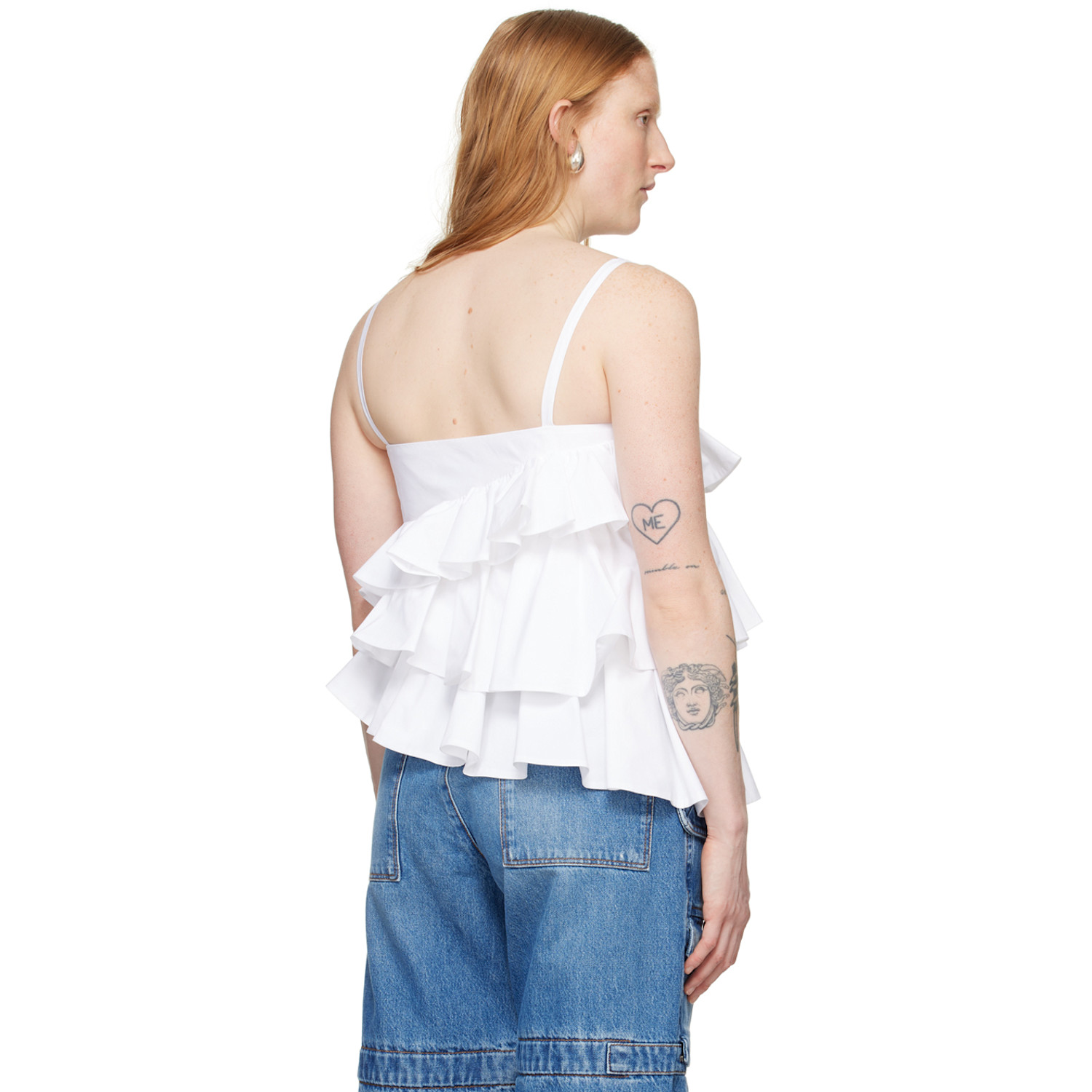  Msgm White Ruffled Camisole 