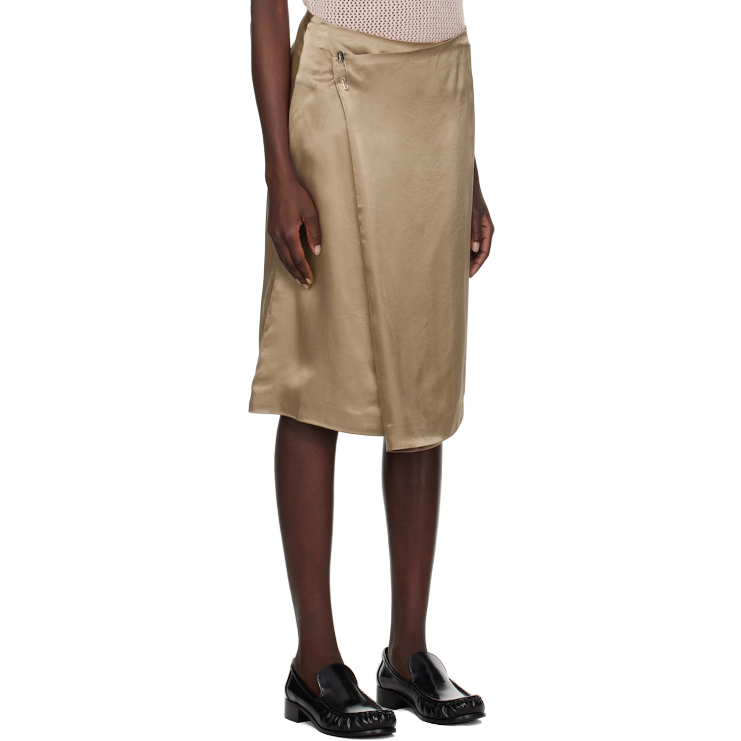  6397 Beige Wrap Midi Skirt 