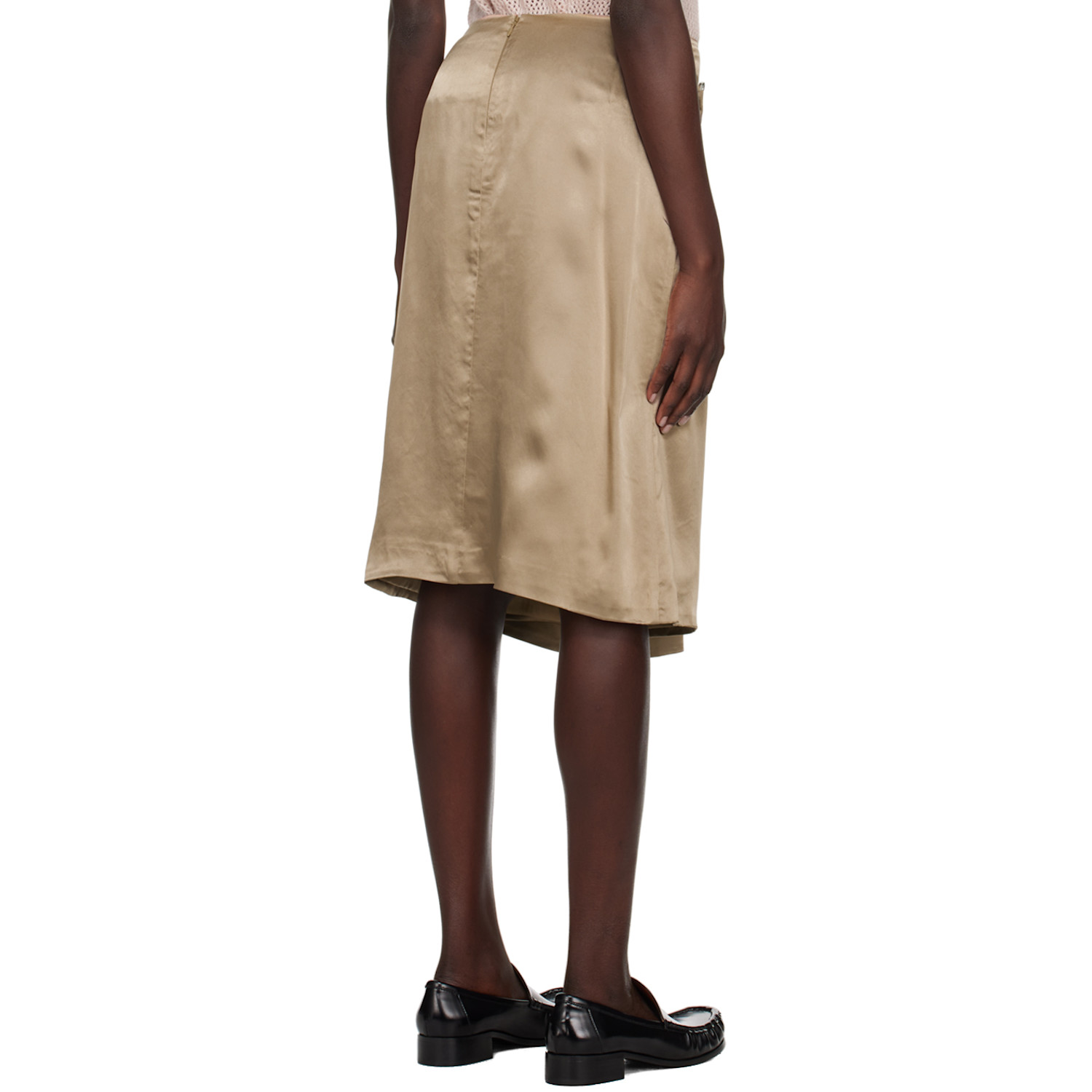  6397 Beige Wrap Midi Skirt 