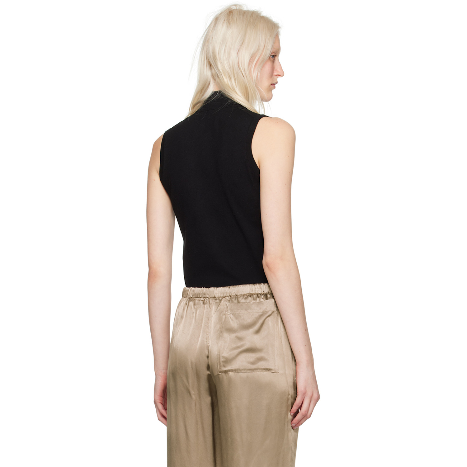 6397 Black Half Zip Tank Top 