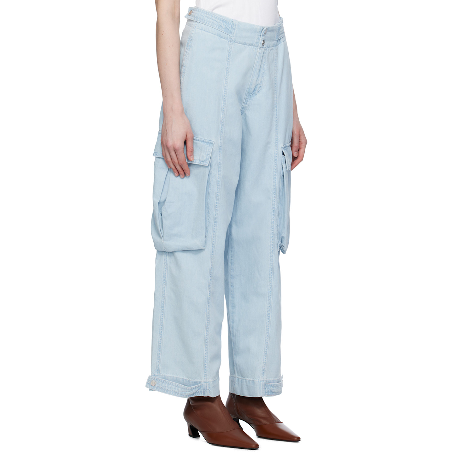  Frame Blue Wide-leg Cargo Jeans 