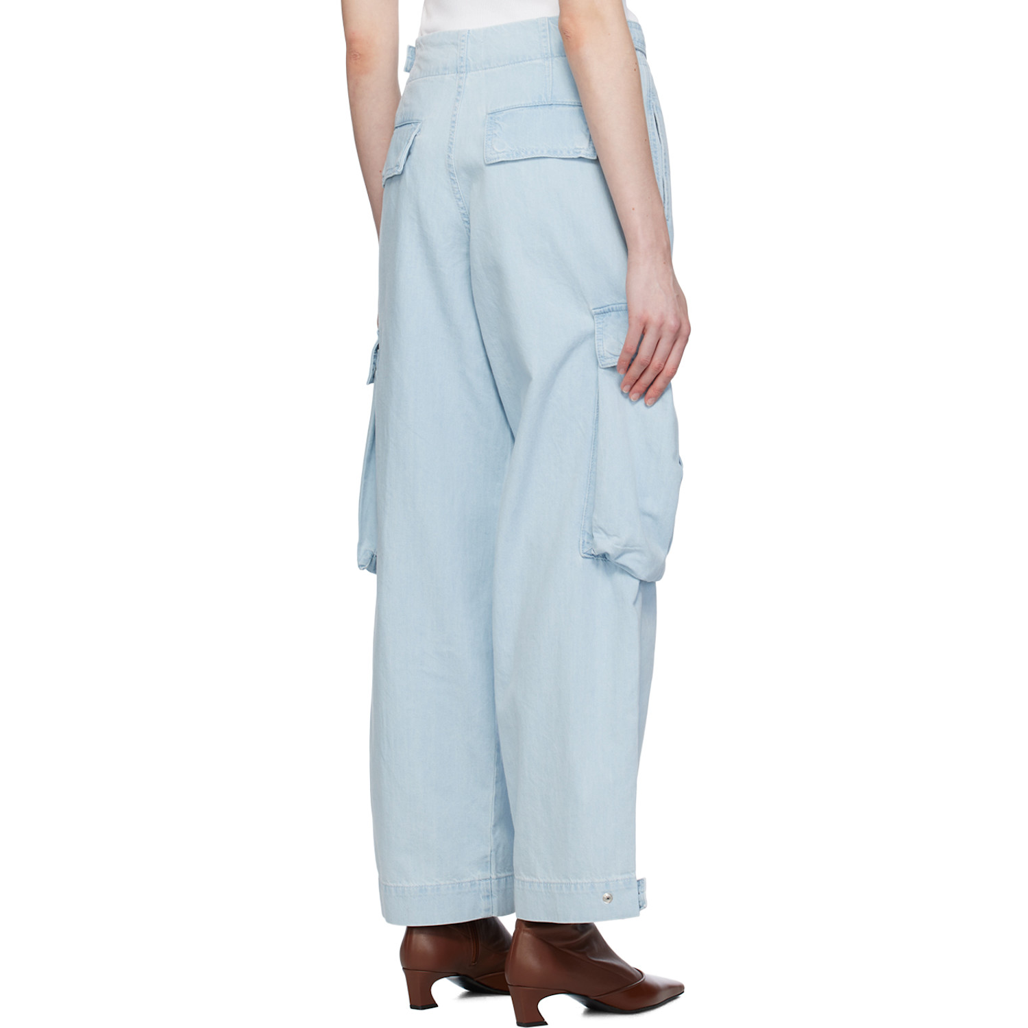  Frame Blue Wide-leg Cargo Jeans 