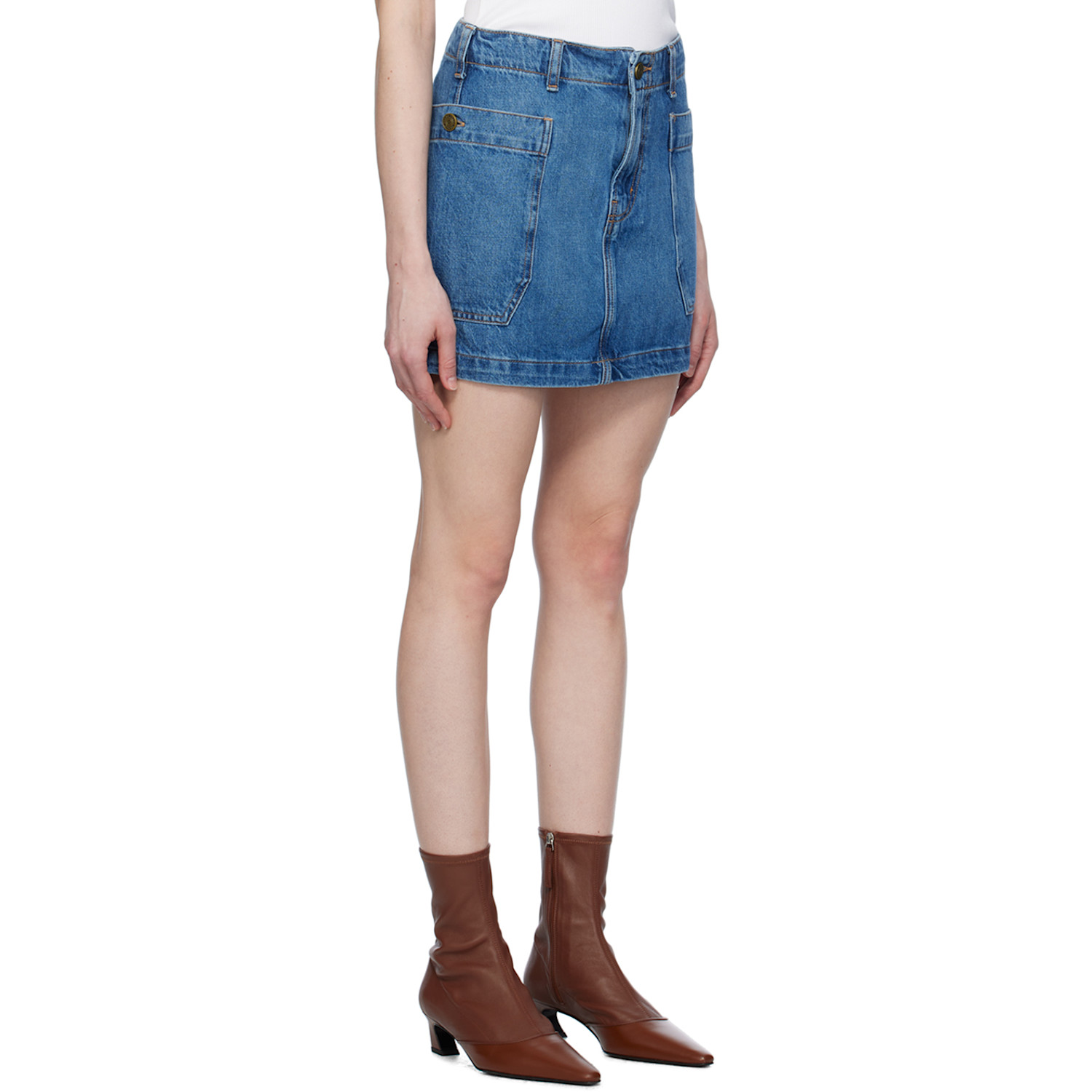  Frame Blue Cargo Denim Miniskirt 