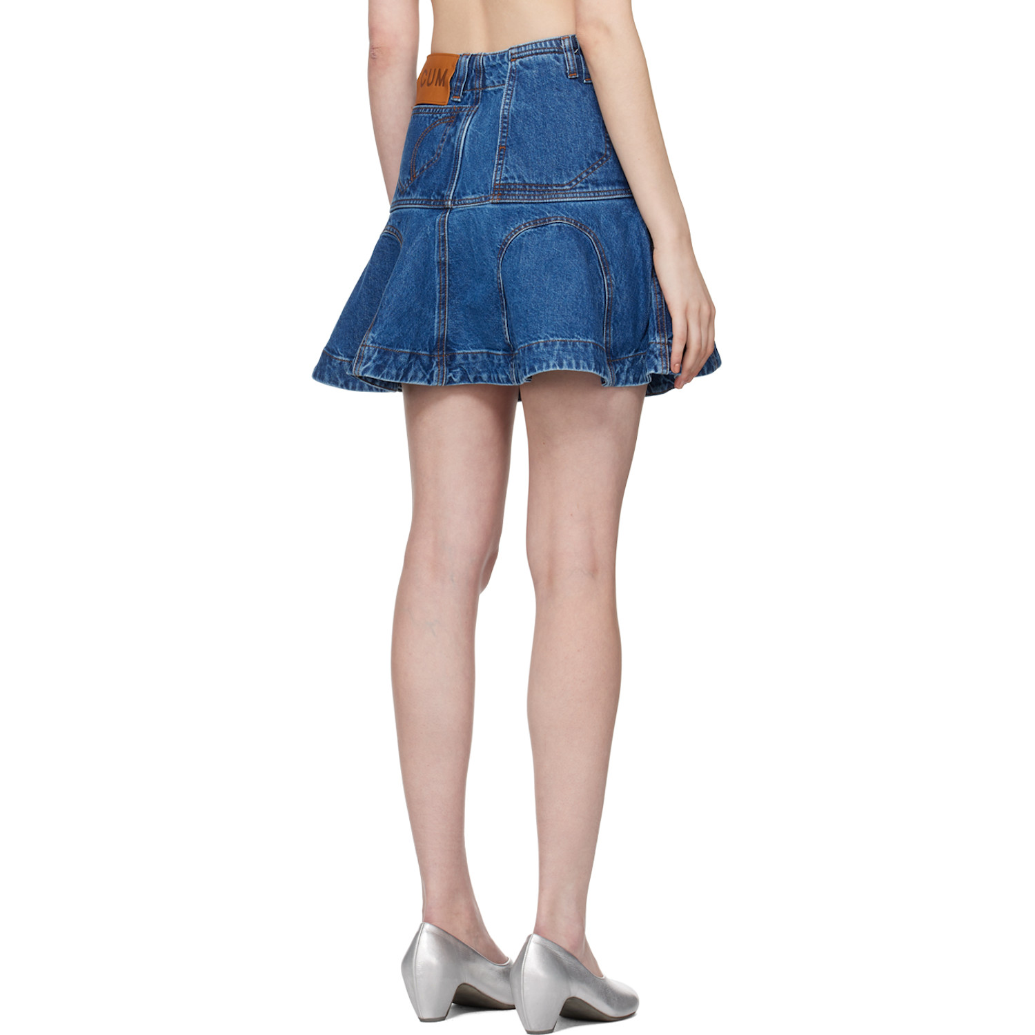  Edward Cuming Blue Godet Denim Miniskirt 