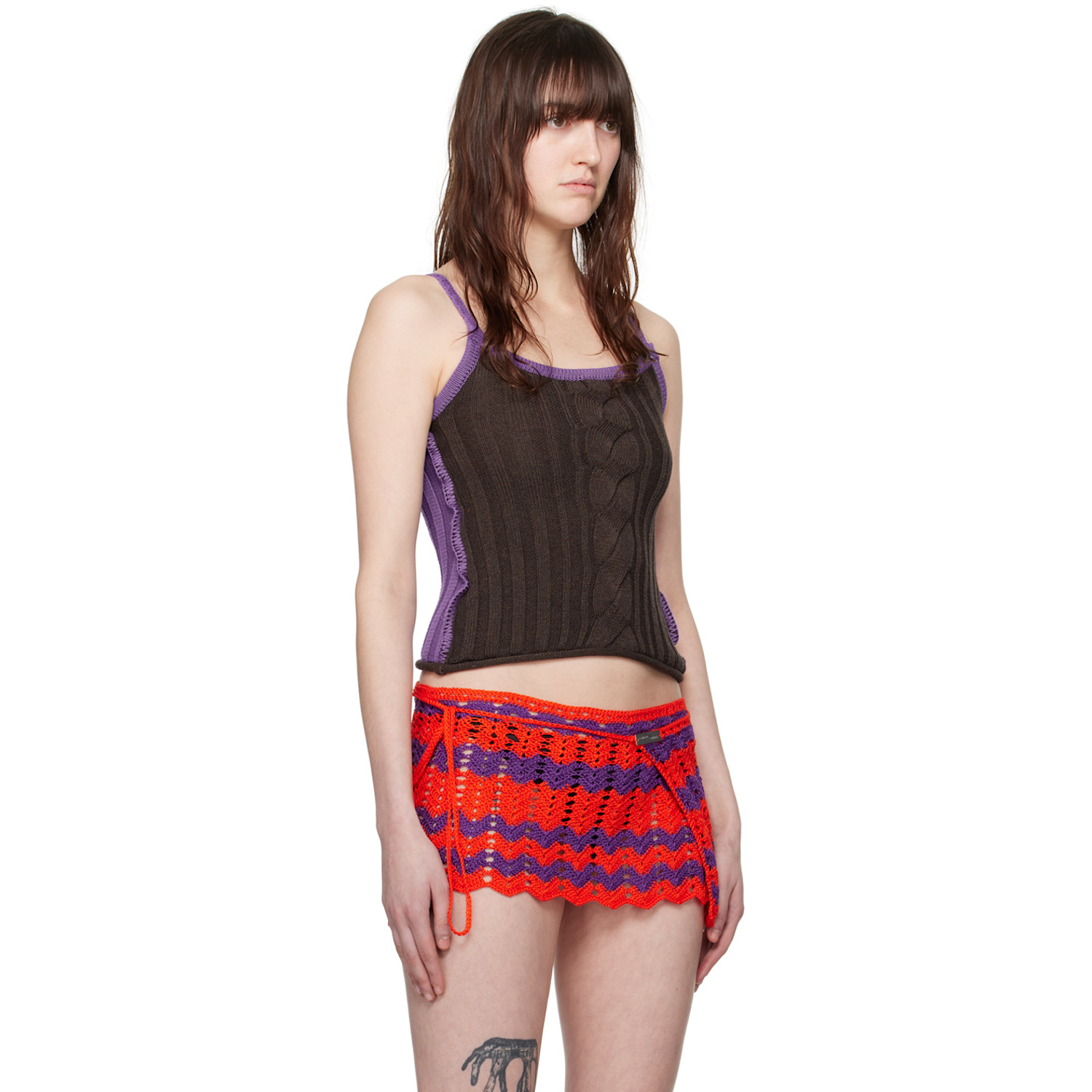  Edward Cuming Brown & Purple Cable Camisole 