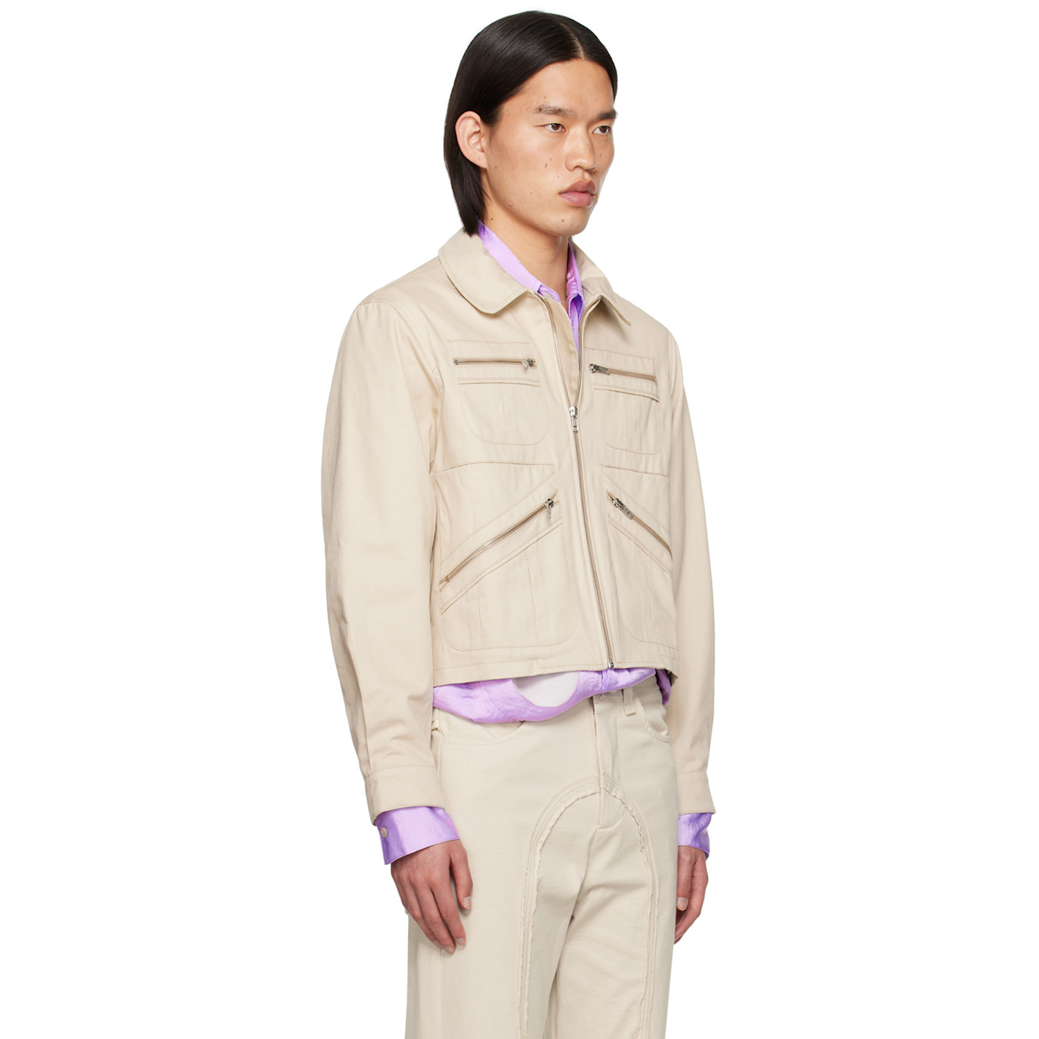  Edward Cuming Beige Spread Collar Jacket 