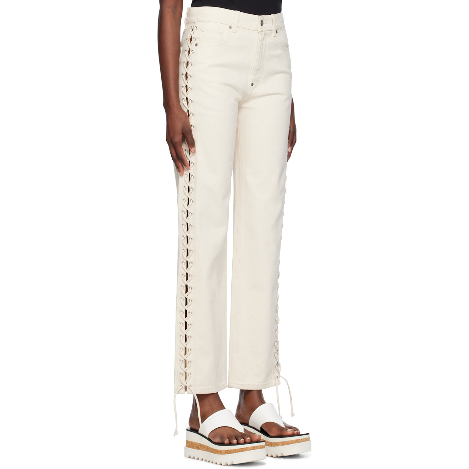  Stella Mccartney Off-white Lace-up Jeans 