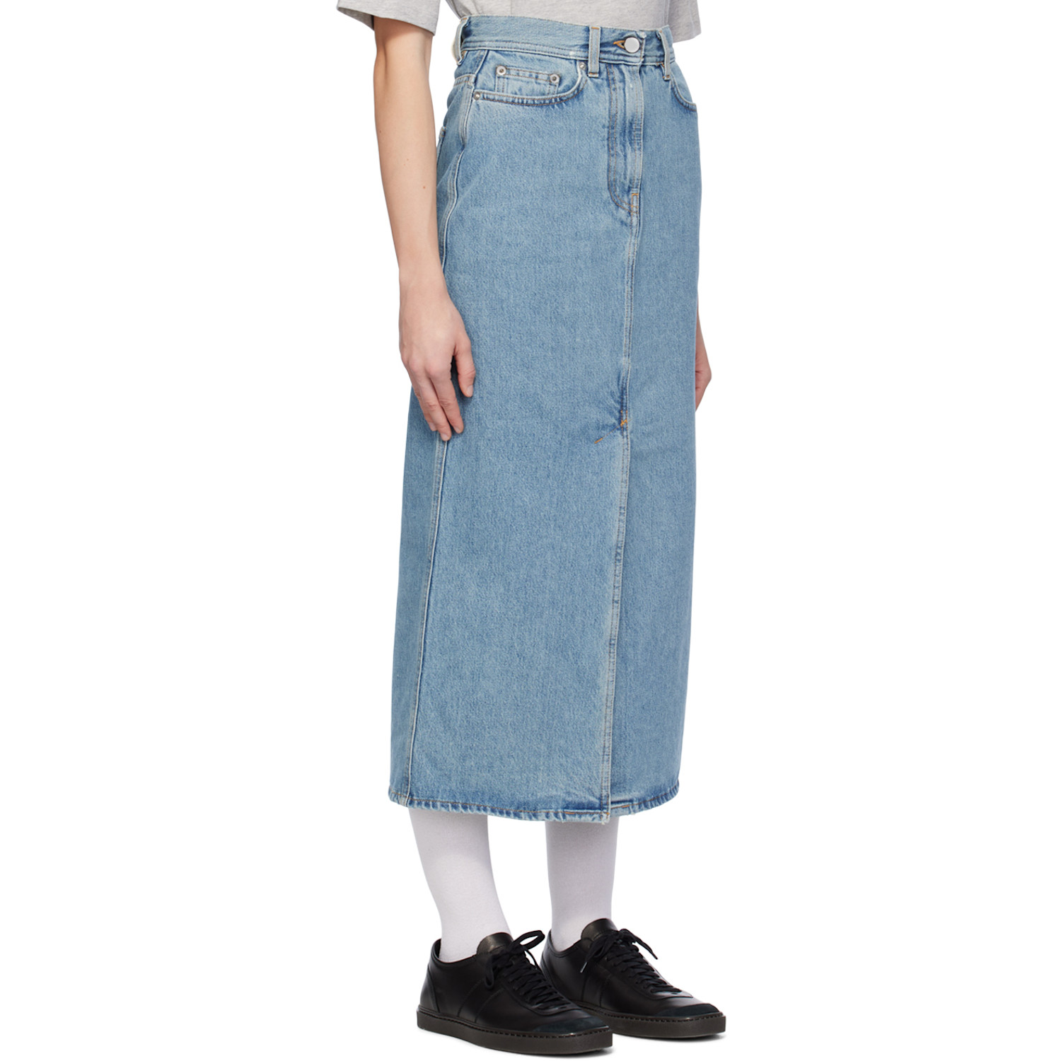  Loulou De Saison Blue Rona Denim Maxi Skirt 