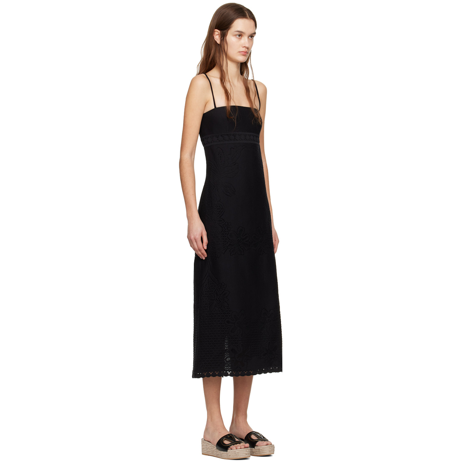  Valentino Black Jardin Maxi Dress 