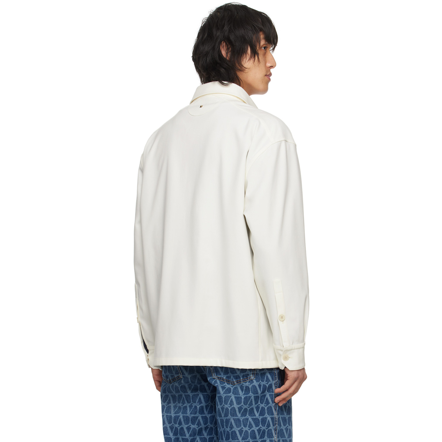  Valentino Off-white Spread Collar Shirt 